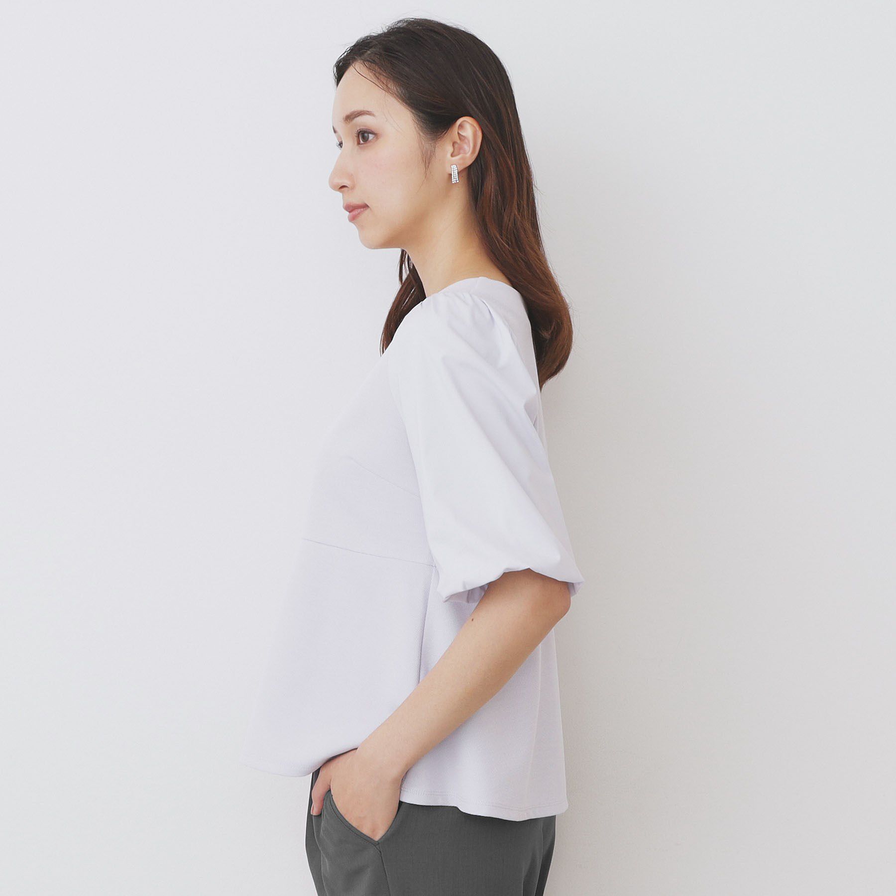 index「《S-LLサイズ》バルーンスリーブペプラムトップス【洗濯機洗い可/接触冷感/UVケア】」|Tシャツ・カットソー|