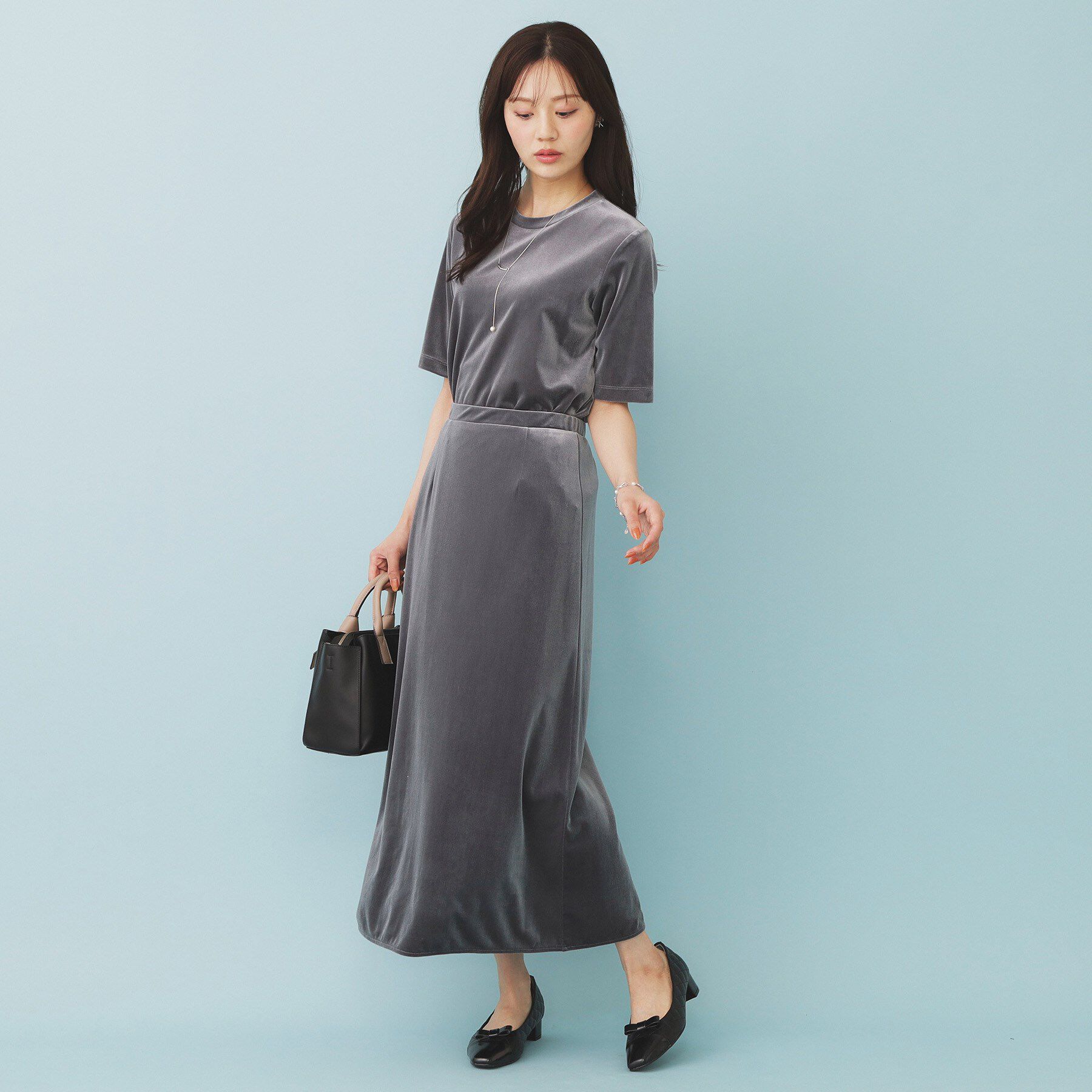 index「ベロアジャージナロースカート【洗濯機洗い可】」|スカート|