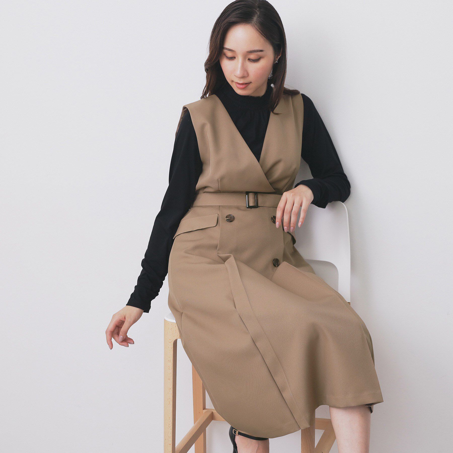 index「トレンチディティールワンピース【洗濯機OK/イージーアイロン/防シワ】」|ワンピース|