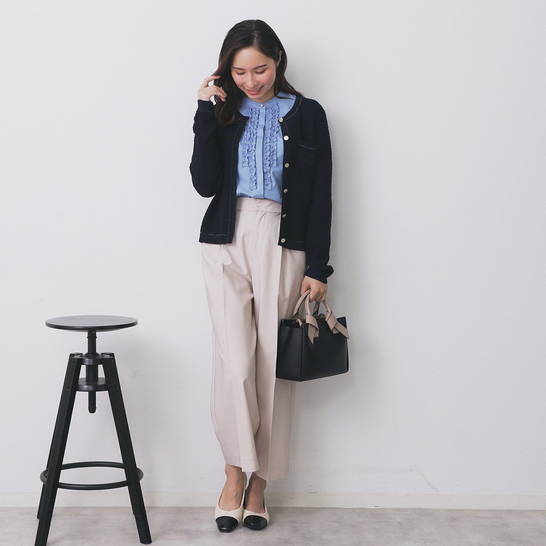 index「ロゴ刺繍クルーカーディガン【洗濯機洗い可】」|カーディガン|