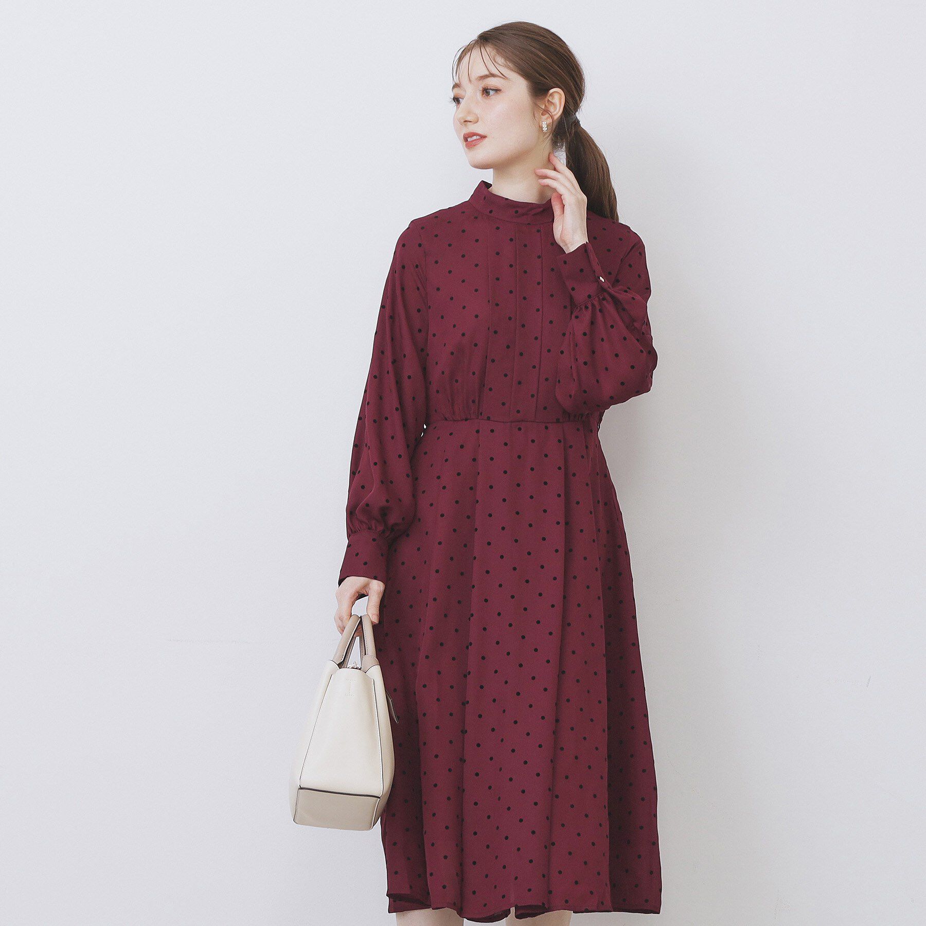 index「ドットデザインタックワンピース【洗濯機OK/イージーアイロン】」|ワンピース|