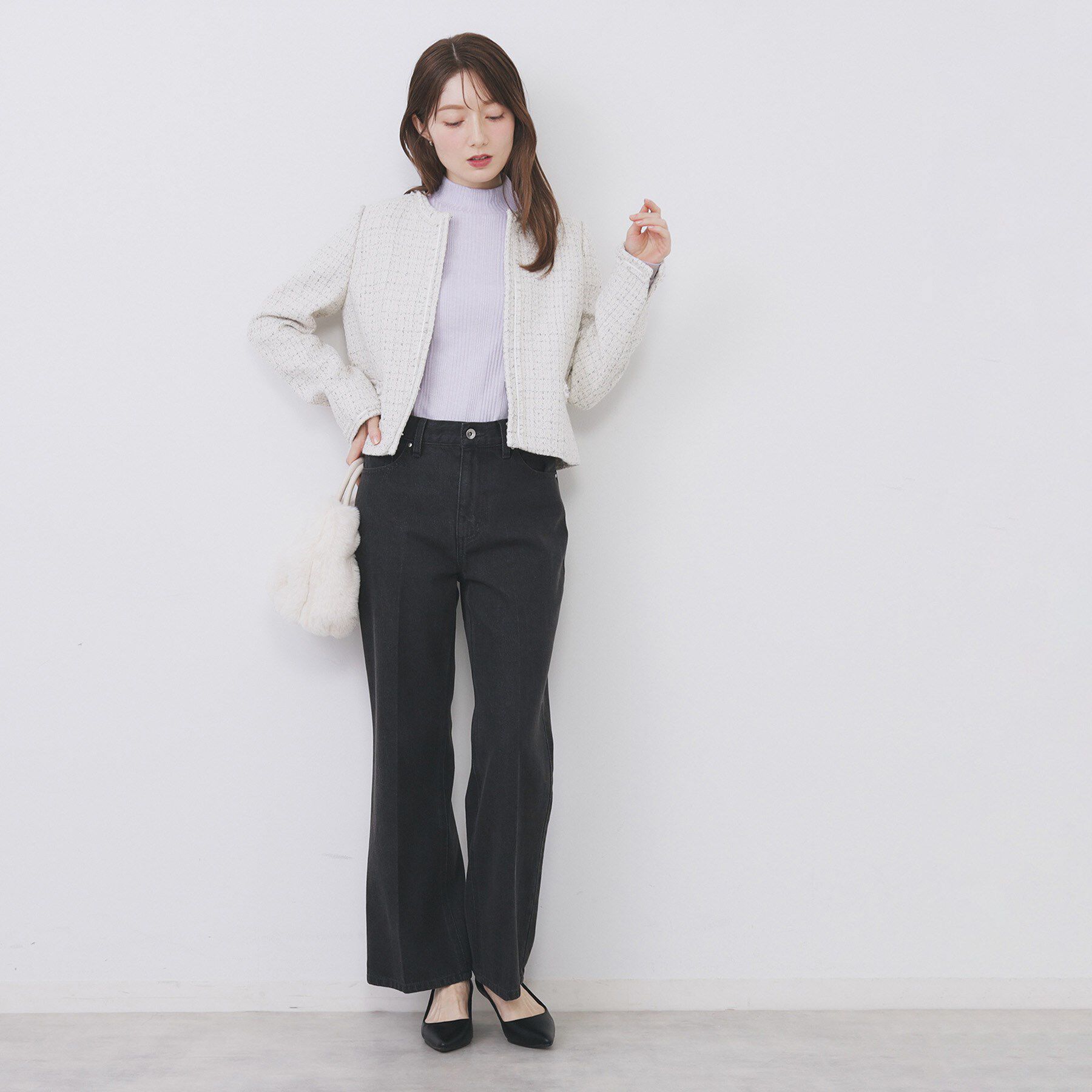 index「《通勤/セットアップ対応》ノーカラーツイードジャケット【洗濯機OK】」|ノーカラージャケット|