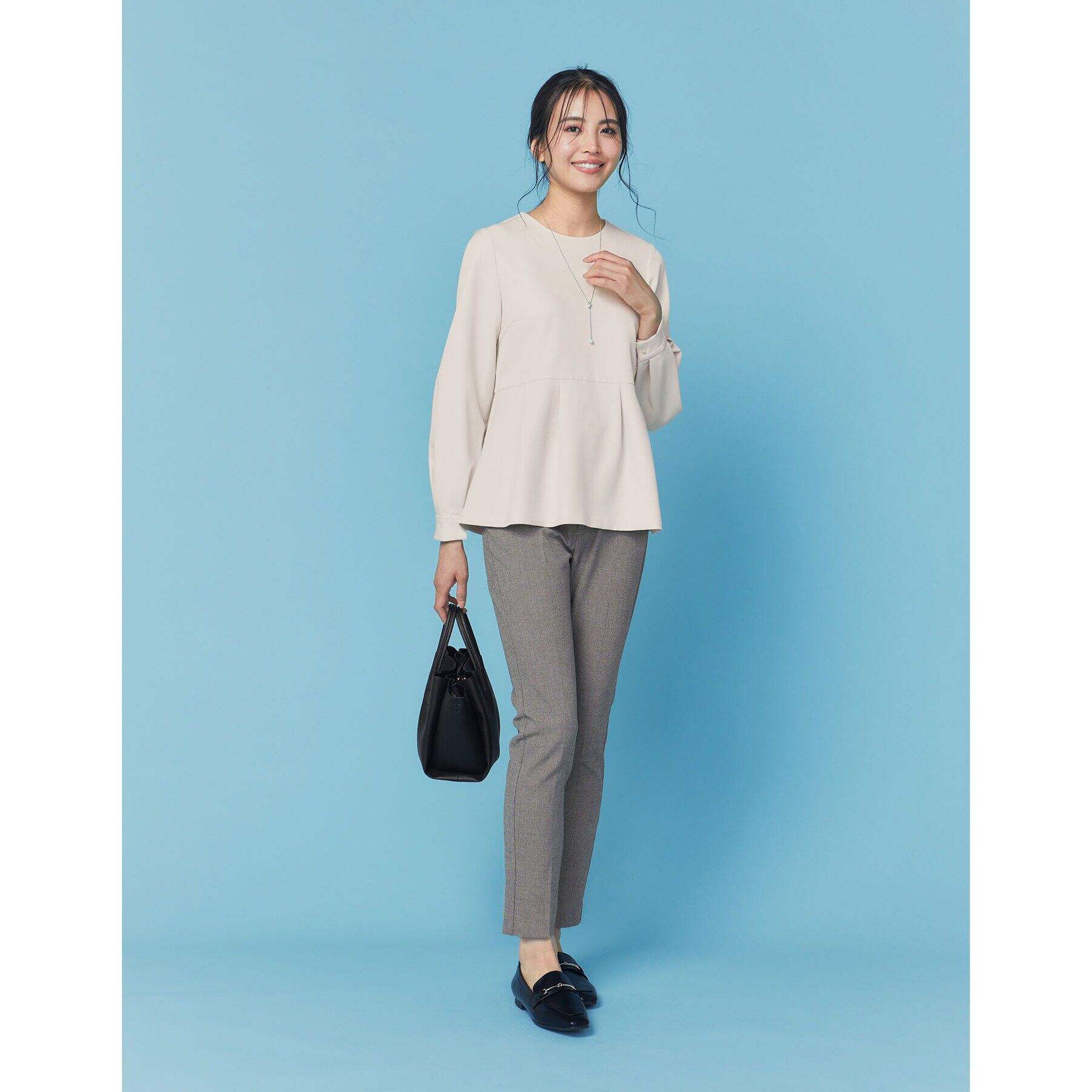 OPAQUE.CLIP「《通勤/セットアップ対応》ペプラムブラウス/ダブルクロス【洗濯機洗い可】」|シャツ・ブラウス|