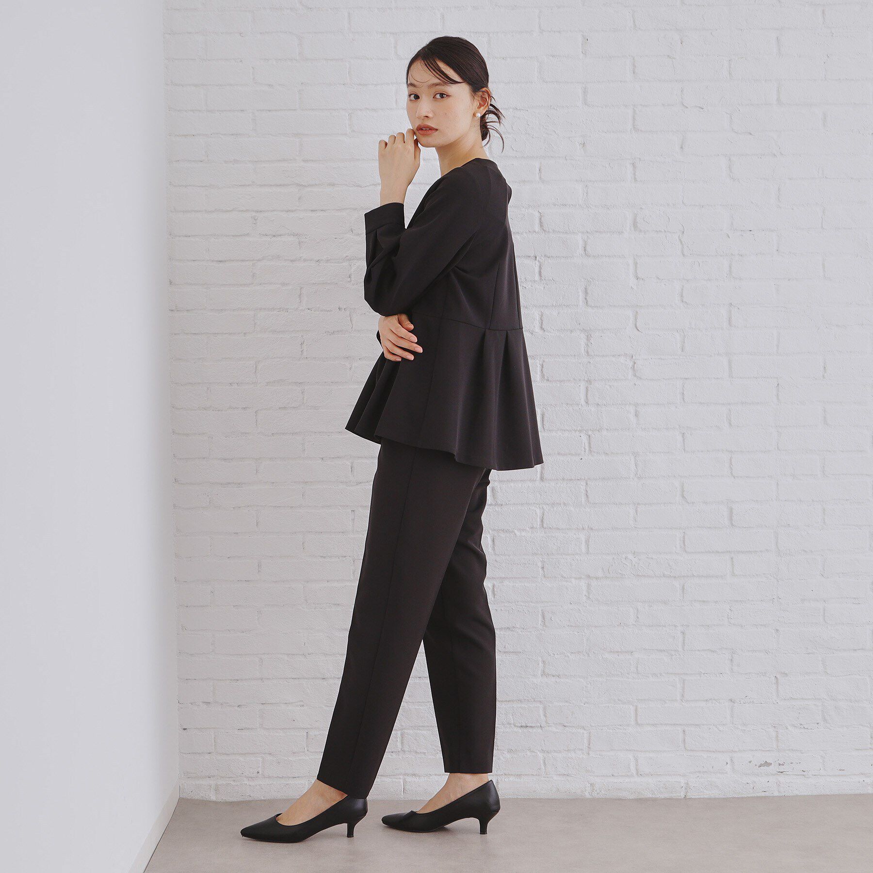 OPAQUE.CLIP「《通勤/セットアップ対応》ペプラムブラウス/ダブルクロス【洗濯機洗い可】」|シャツ・ブラウス|