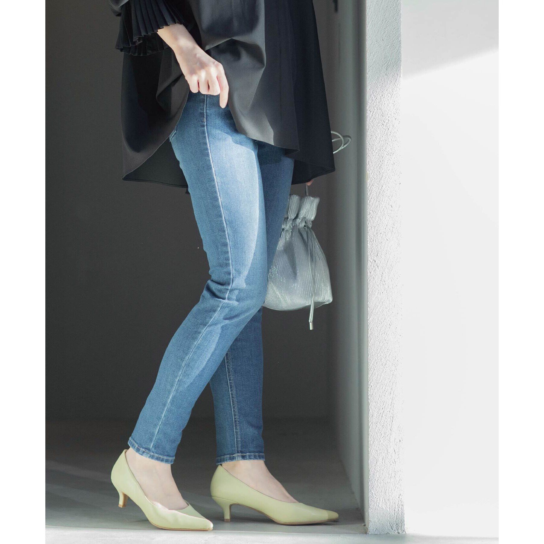 OPAQUE.CLIP「《SS-LLsize》ライクラストレッチスキニーデニムパンツ【洗濯機洗い可】」|デニム|ブルー(092)