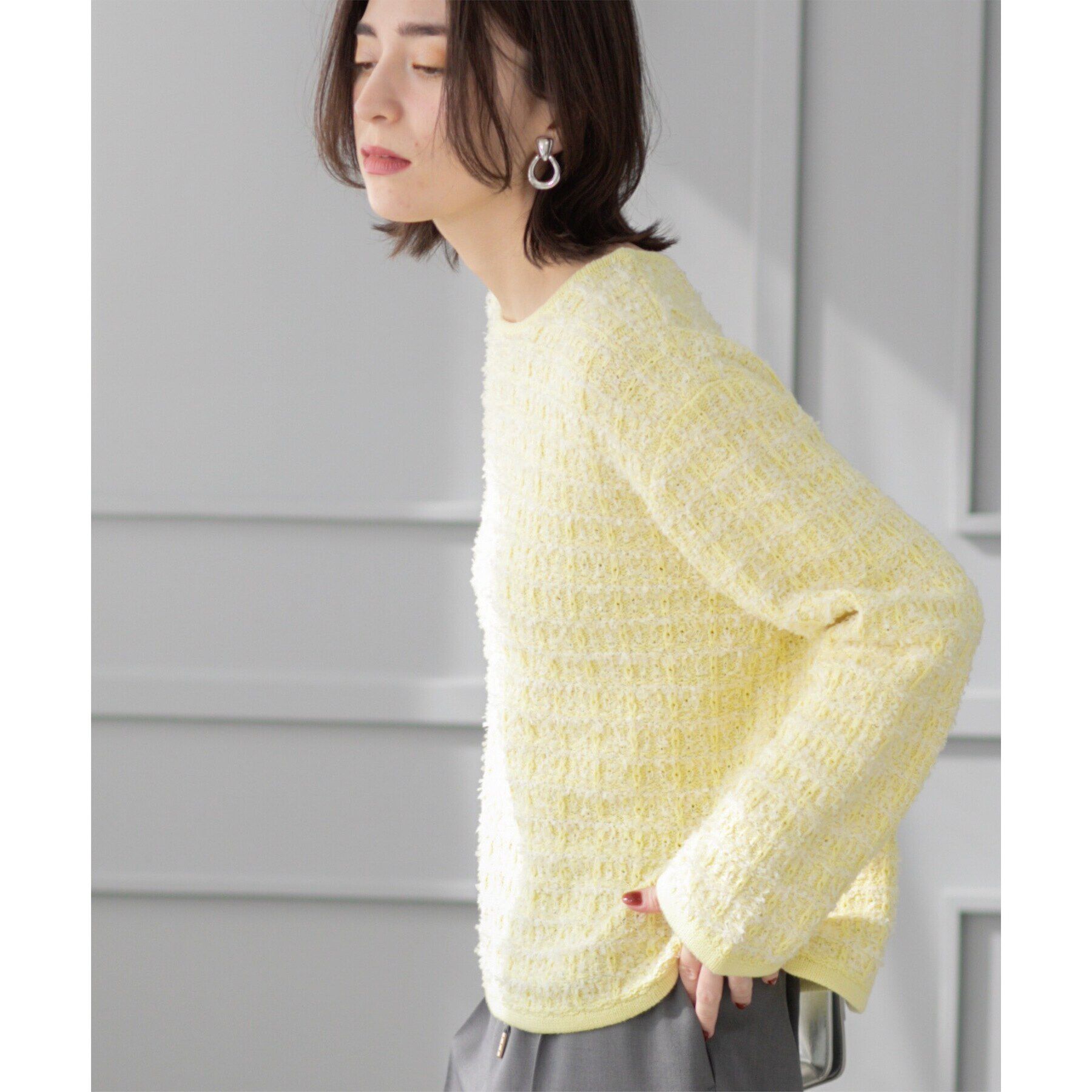 OPAQUE.CLIP「ツイードライクニット【洗濯機洗い可】」|ニット・セーター|