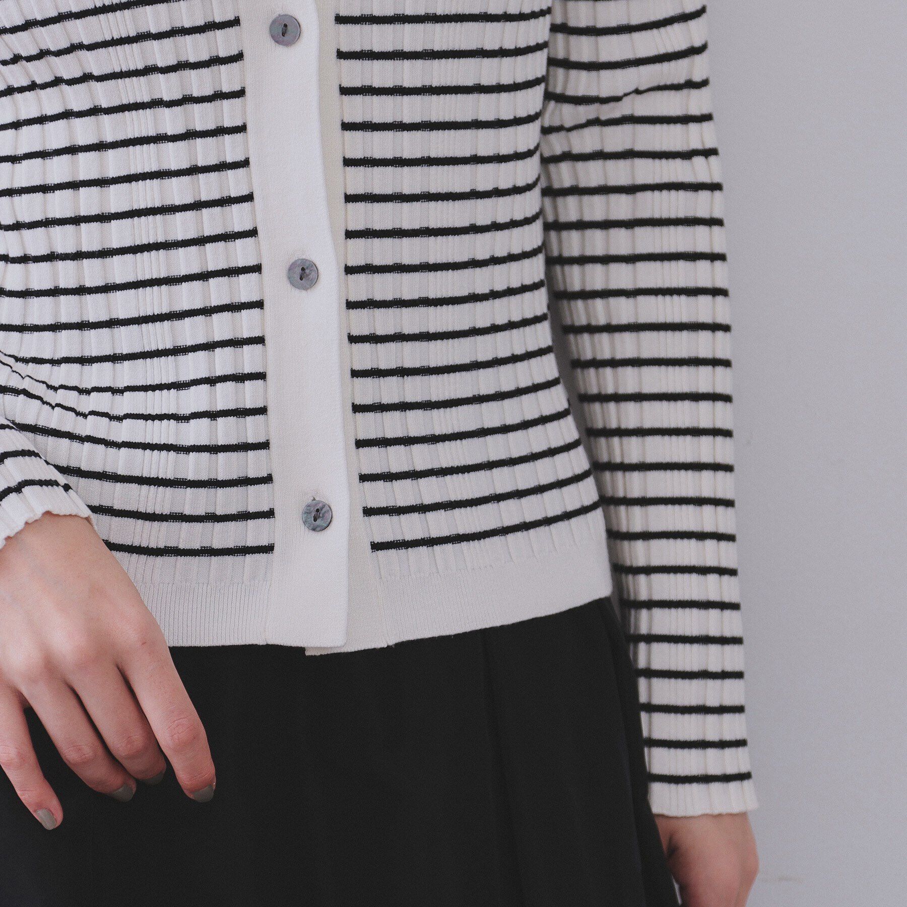 OPAQUE.CLIP「《CLASSY掲載》ランダムリブポロ衿ニット【洗濯機洗い可】」|ニット・セーター|