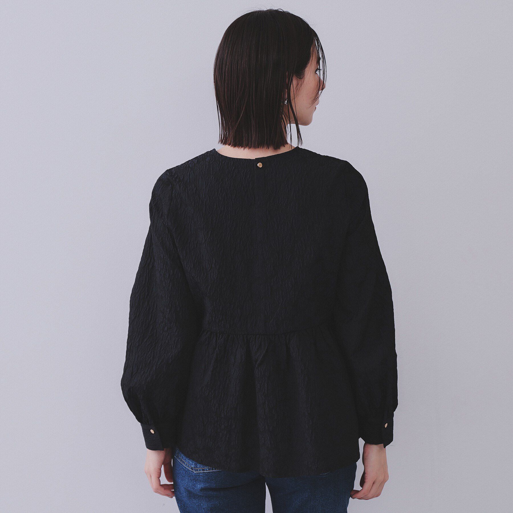 OPAQUE.CLIP「《通勤対応》ジャカードペプラムブラウス【洗濯機洗い可】」|シャツ・ブラウス|