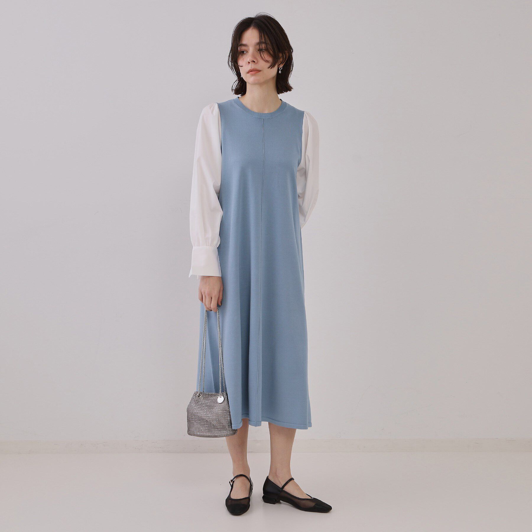 OPAQUE.CLIP「フハクスリーブニットワンピース【洗える】」|ワンピース|