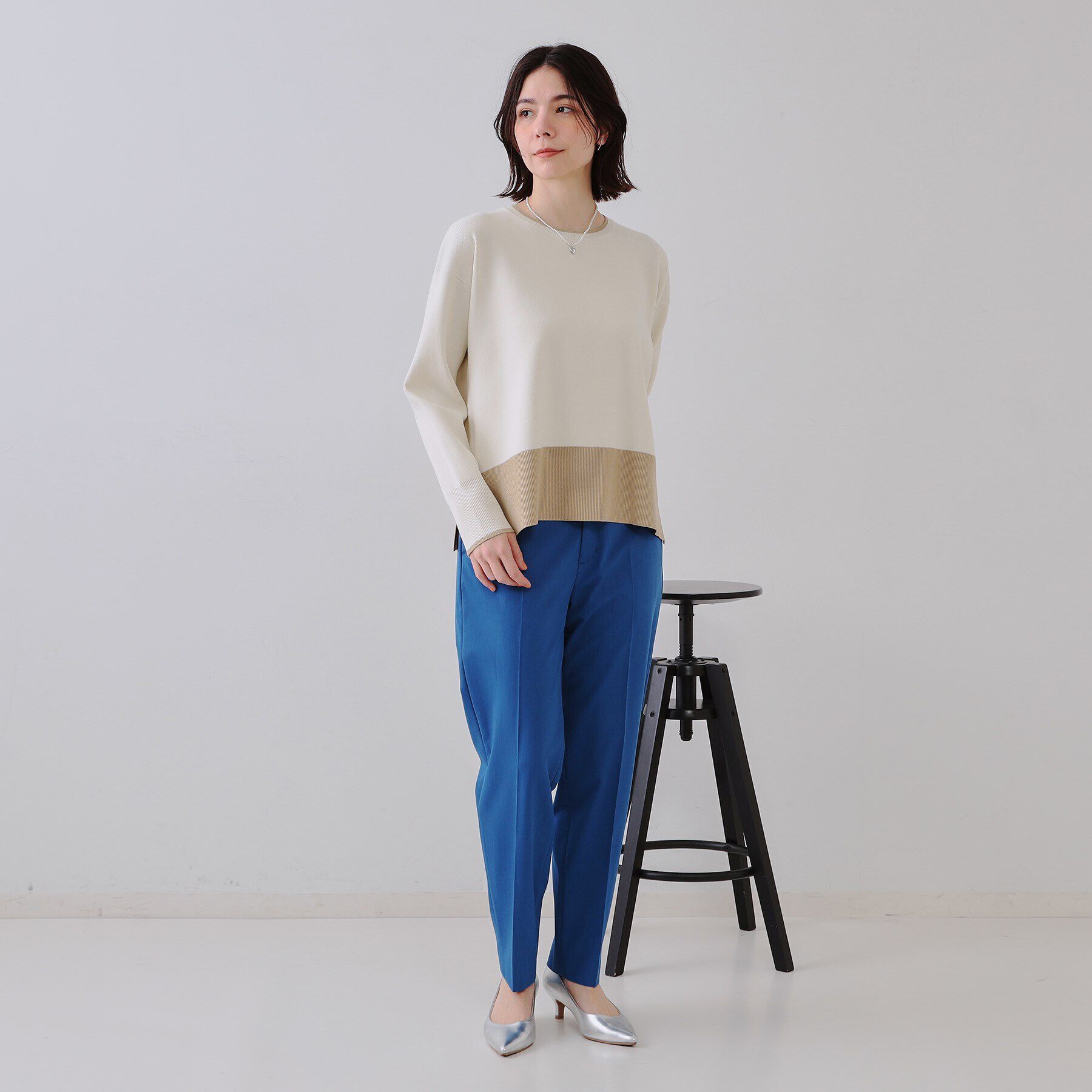 OPAQUE.CLIP「バイカラーボクシーニット【洗濯機洗い可】」|ニット・セーター|