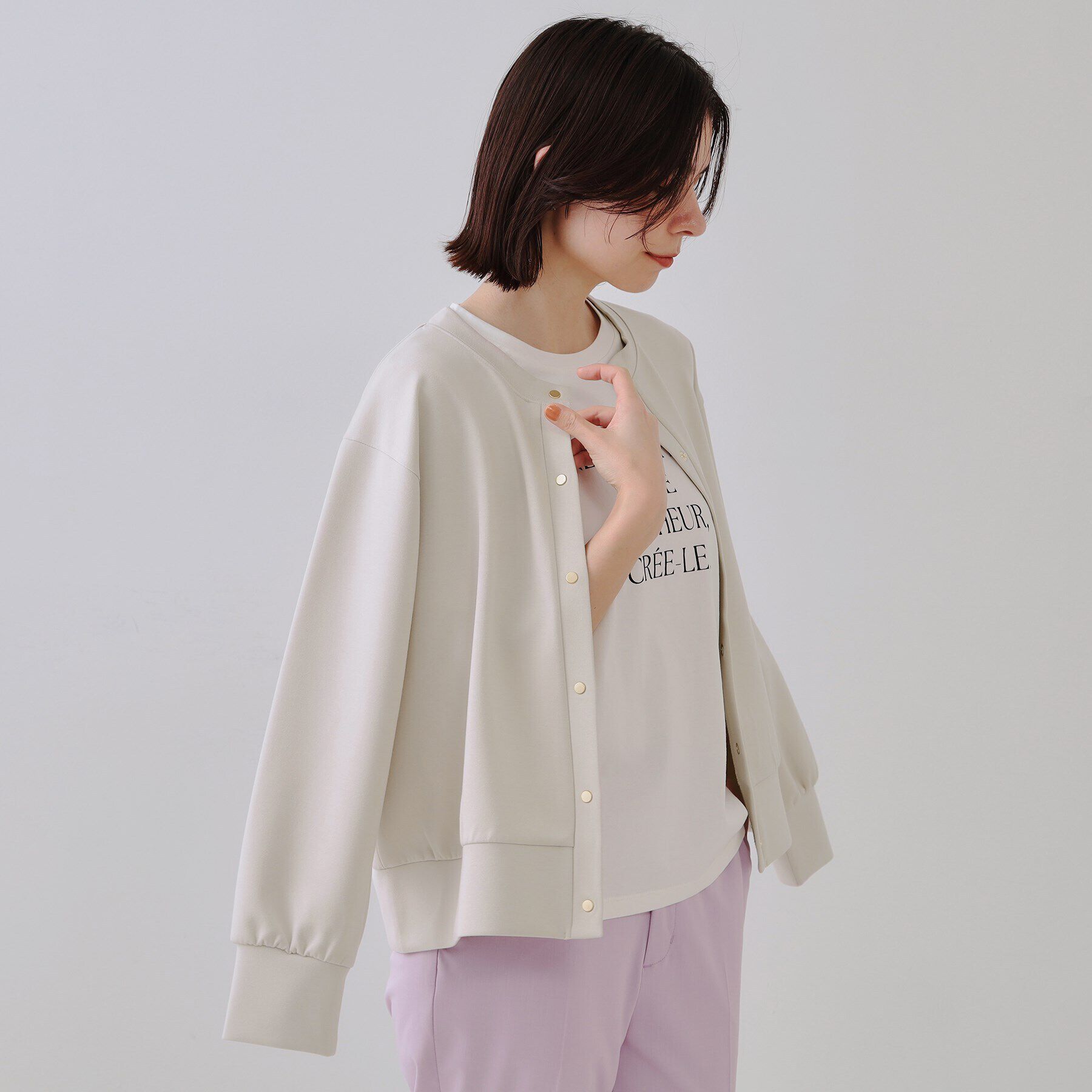 OPAQUE.CLIP「スナップボタンカーディガン【洗濯機洗い可】」|カーディガン|