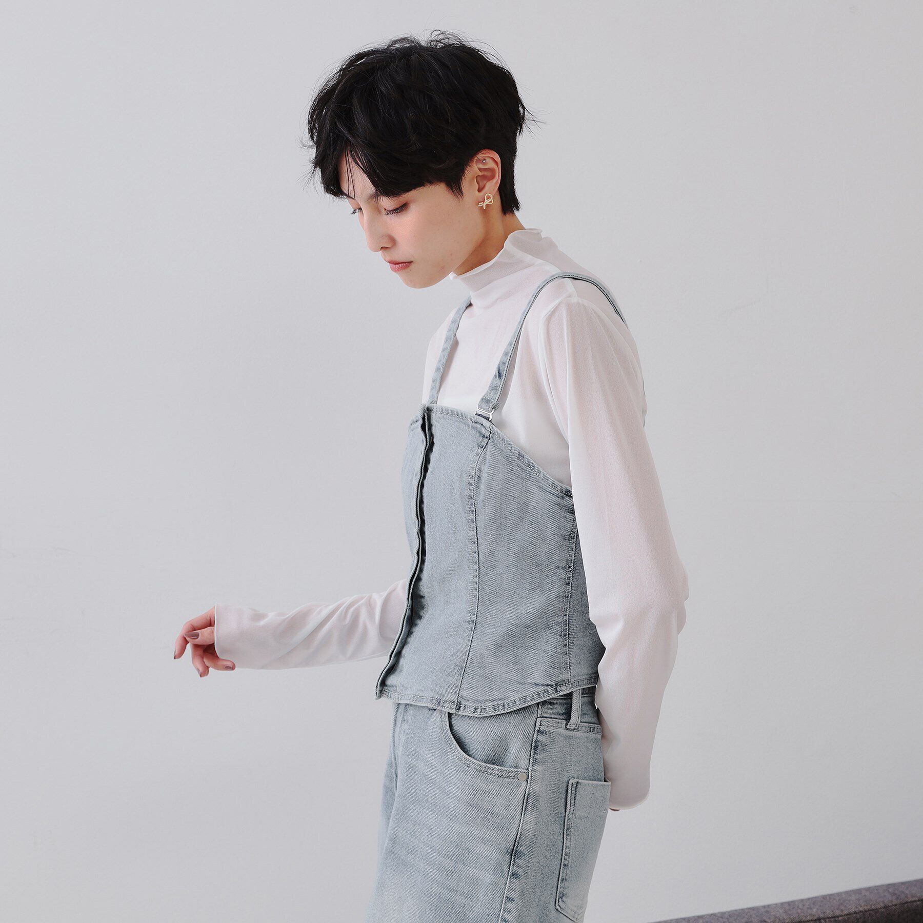 OPAQUE.CLIP「ストレッチデニムビスチェ/セットアップ対応【洗濯機洗い可】」|ベスト・ジレ|