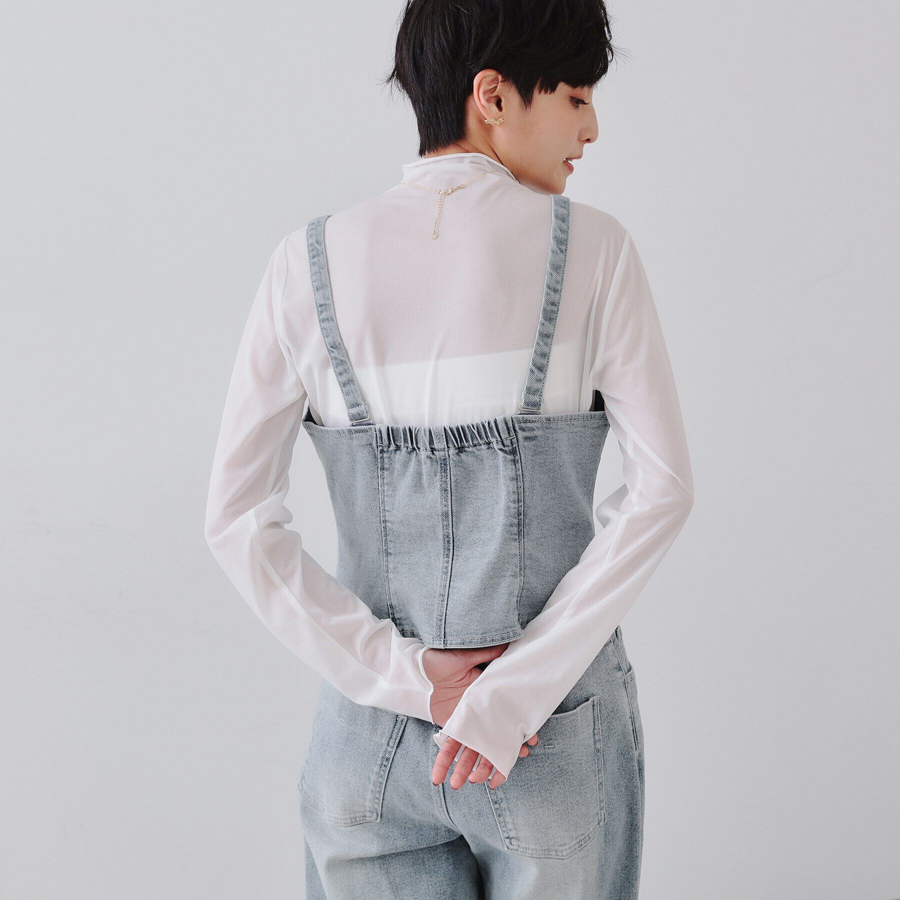 OPAQUE.CLIP「ストレッチデニムビスチェ/セットアップ対応【洗濯機洗い可】」|ベスト・ジレ|