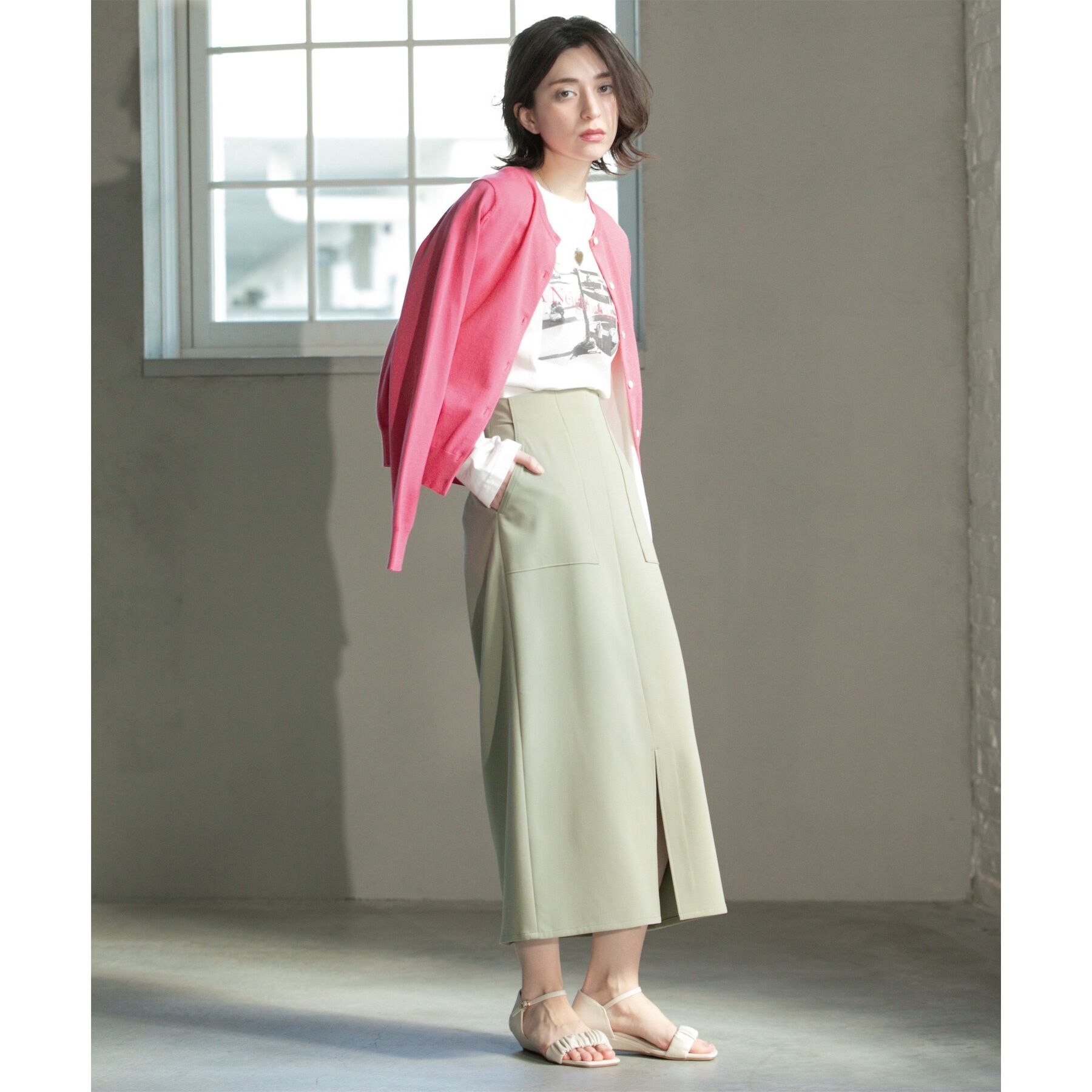 OPAQUE.CLIP「クルーネックニットカーディガン/オーガニックコットン混【UV/洗濯機洗い可】」|カーディガン|