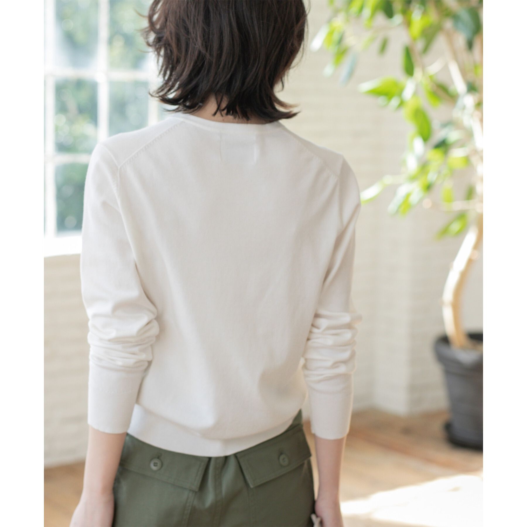 OPAQUE.CLIP「クルーネックニットカーディガン/オーガニックコットン混【UV/洗濯機洗い可】」|カーディガン|