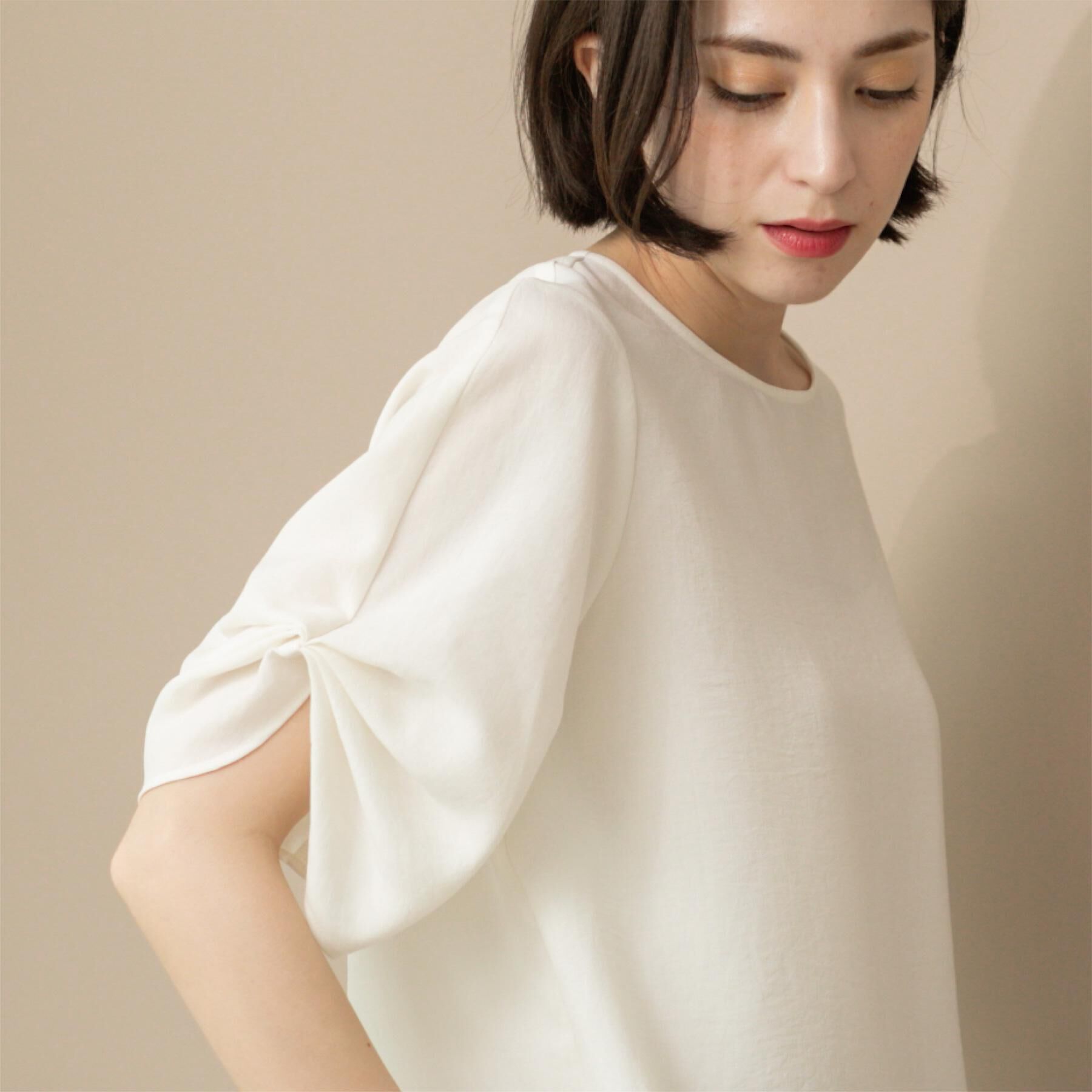 OPAQUE.CLIP「リネンライクタックスリーブブラウス【洗濯機洗い可/吸水速乾/接触冷感】」|シャツ・ブラウス|