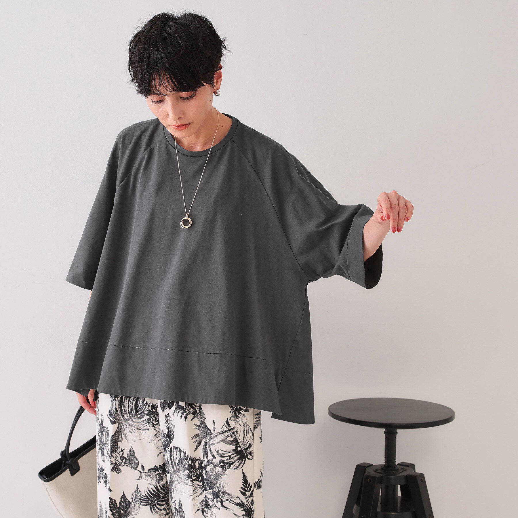 OPAQUE.CLIP「バックフハクドッキングAラインカットソー【洗濯機洗い可】」|Tシャツ・カットソー|