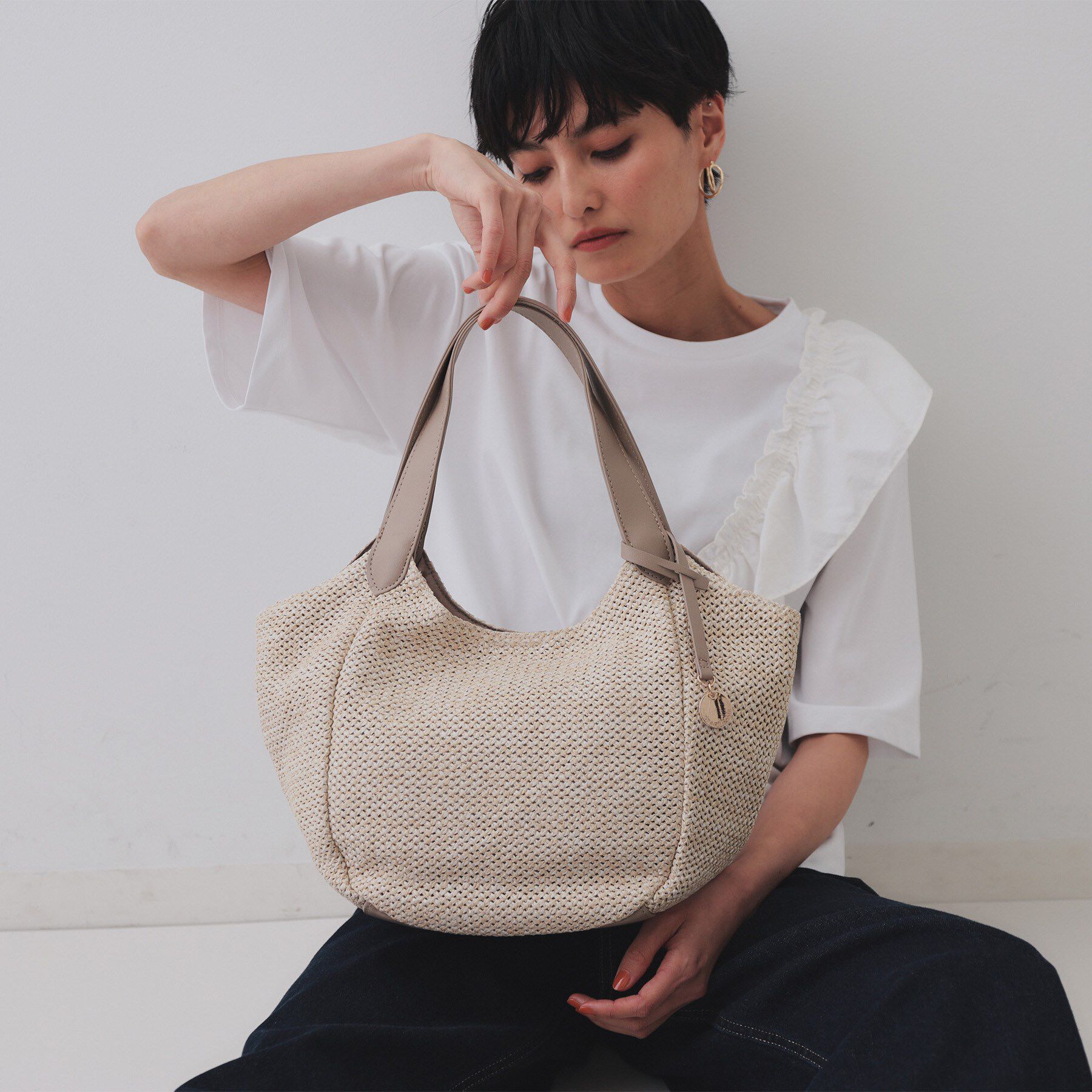 OPAQUE.CLIP「雑材合皮コンビマチ付きトートバッグ」|トートバッグ|