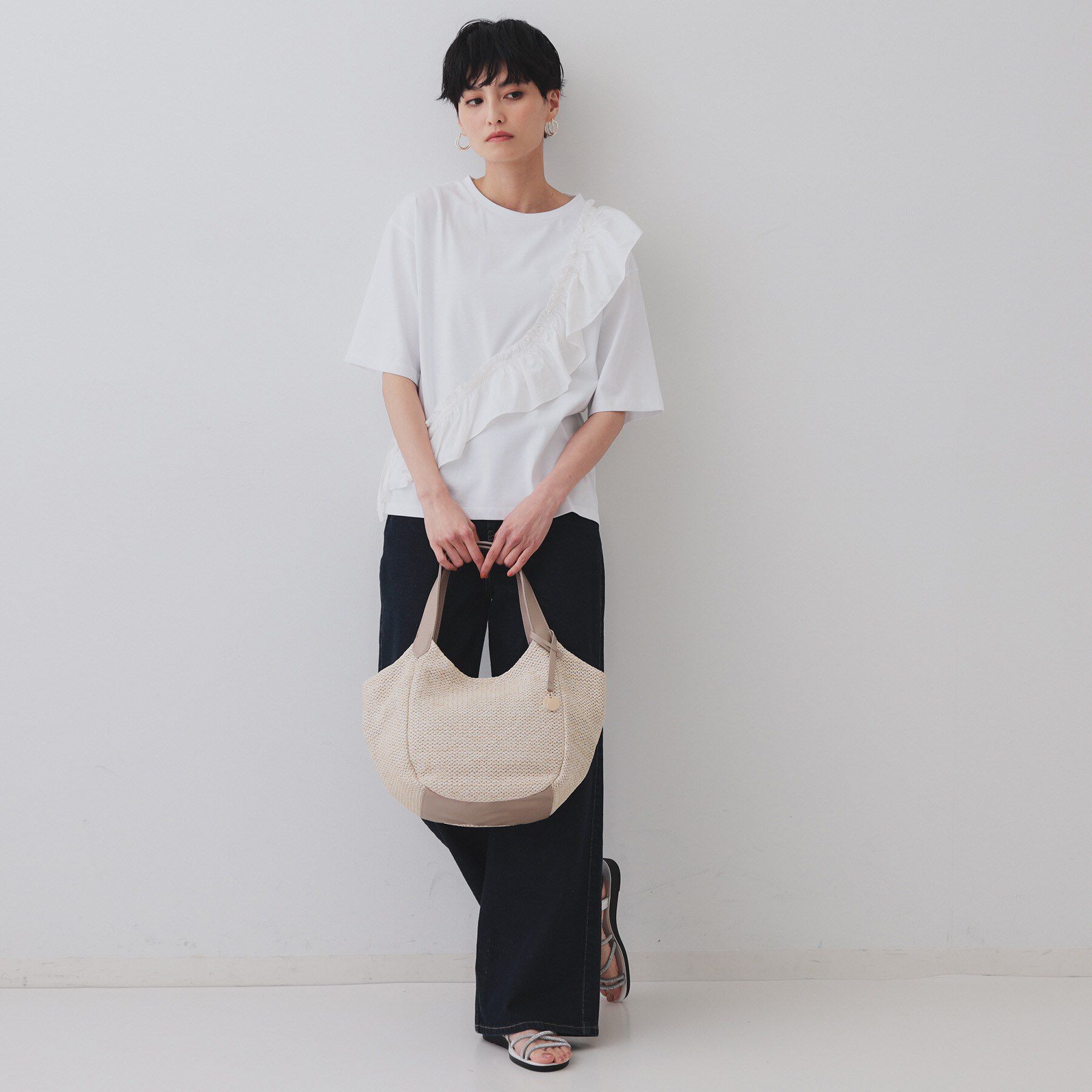 OPAQUE.CLIP「雑材合皮コンビマチ付きトートバッグ」|トートバッグ|