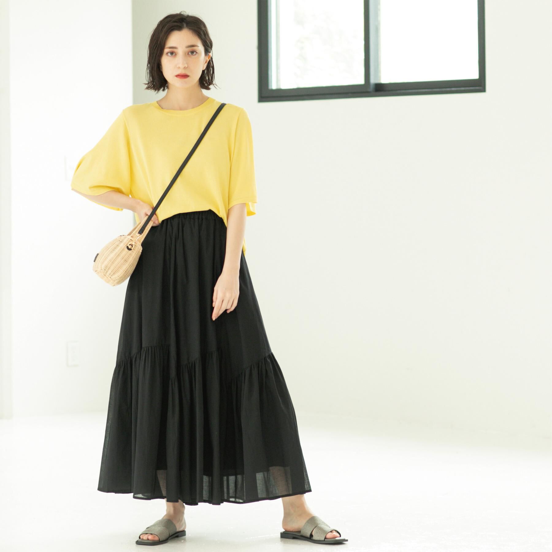 OPAQUE.CLIP「《6色展開/S-LLサイズ》フレアスリーブニット【UV/接触冷感/抗ピル/洗濯機洗い可】」|ニット・セーター|