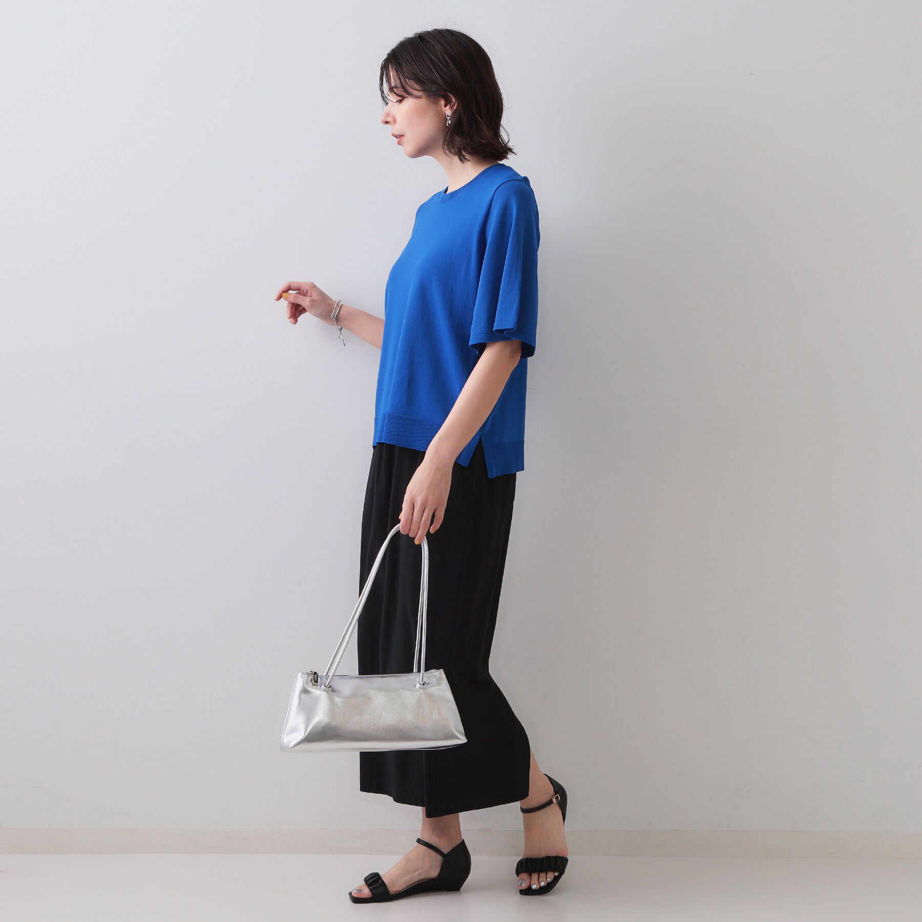 OPAQUE.CLIP「《6色展開/S-LLサイズ》フレアスリーブニット【UV/接触冷感/抗ピル/洗濯機洗い可】」|ニット・セーター|