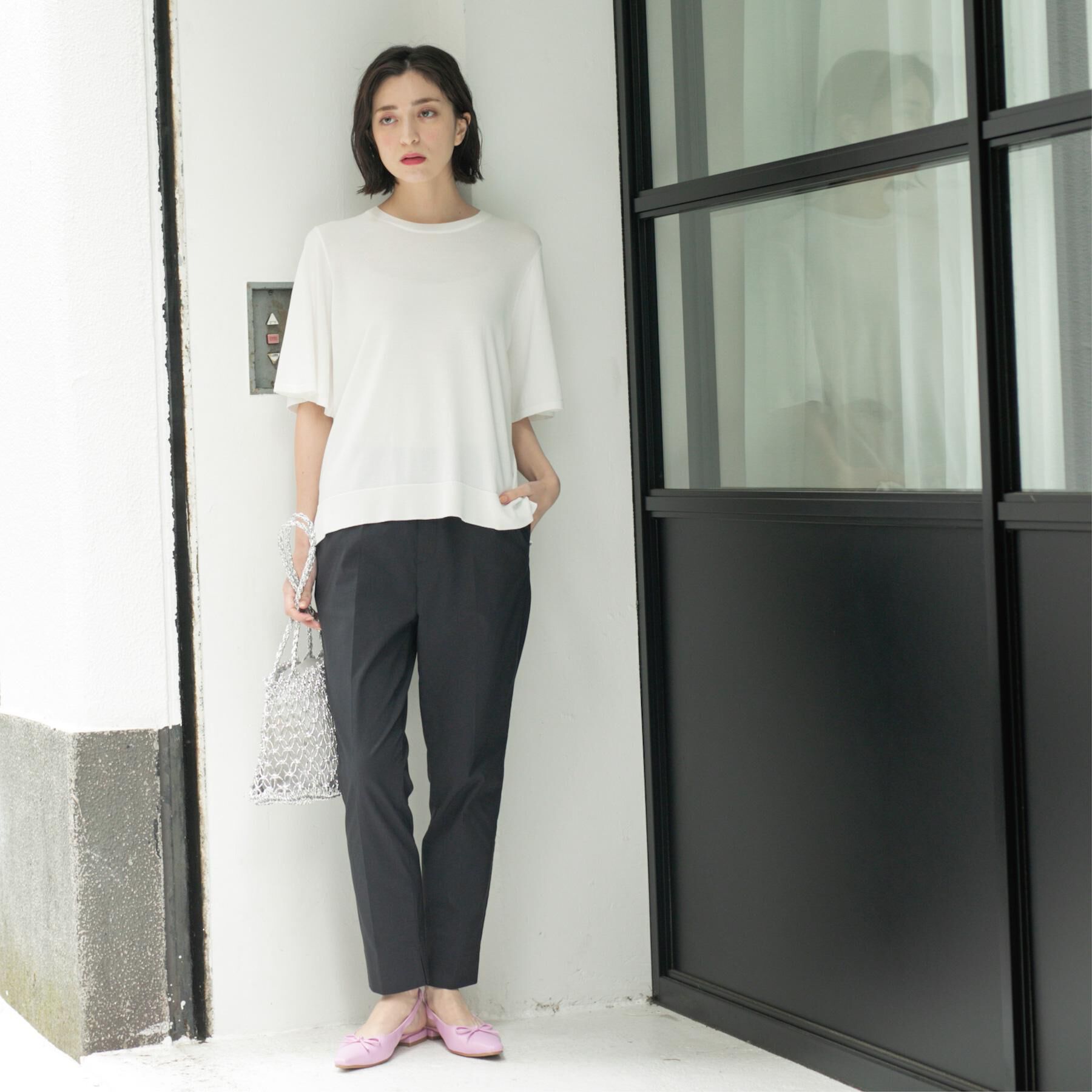 OPAQUE.CLIP「《6色展開/S-LLサイズ》フレアスリーブニット【UV/接触冷感/抗ピル/洗濯機洗い可】」|ニット・セーター|