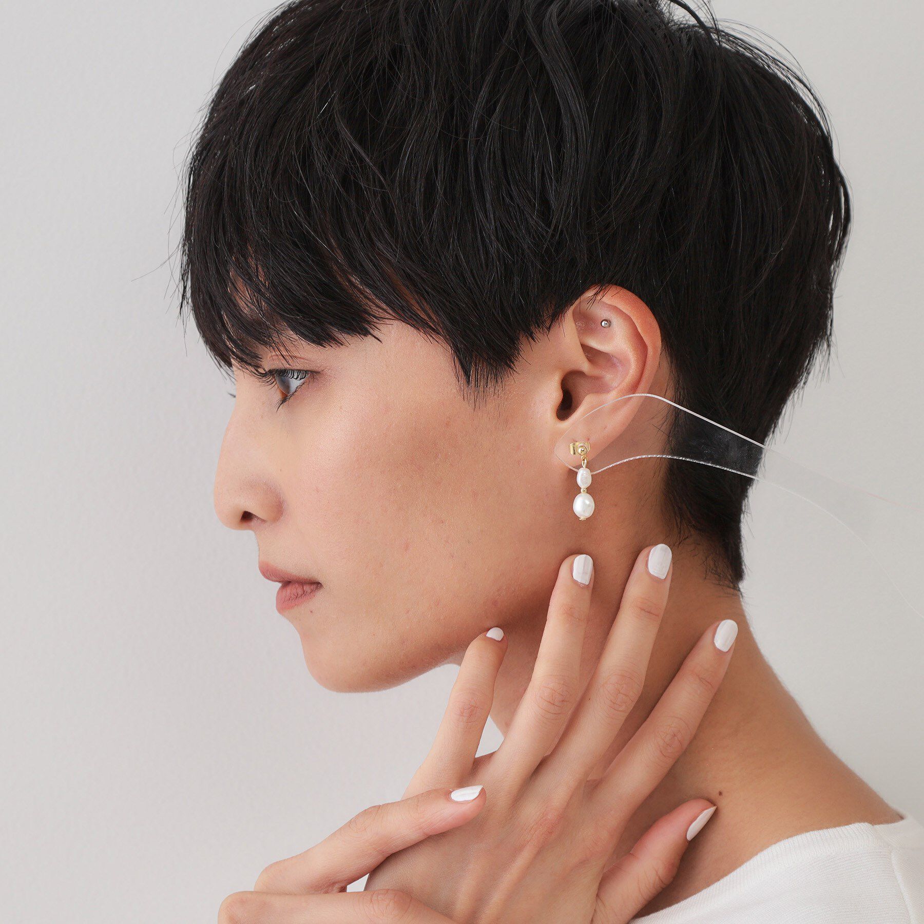 OPAQUE.CLIP「淡水パール&times;メタルピアス」|ピアス|