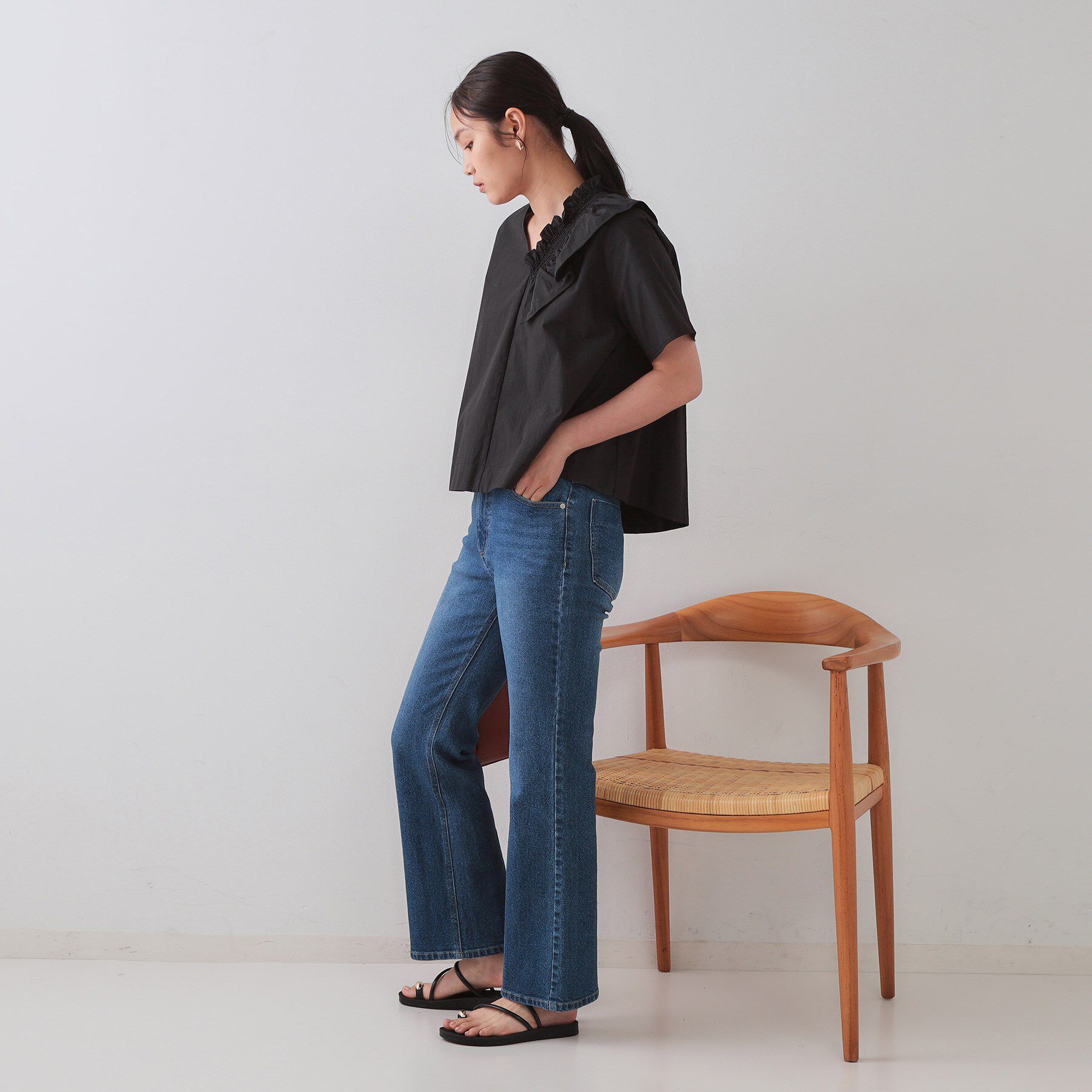 OPAQUE.CLIP「アシンメトリーフリルブラウス【洗濯機洗い可】」|シャツ・ブラウス|