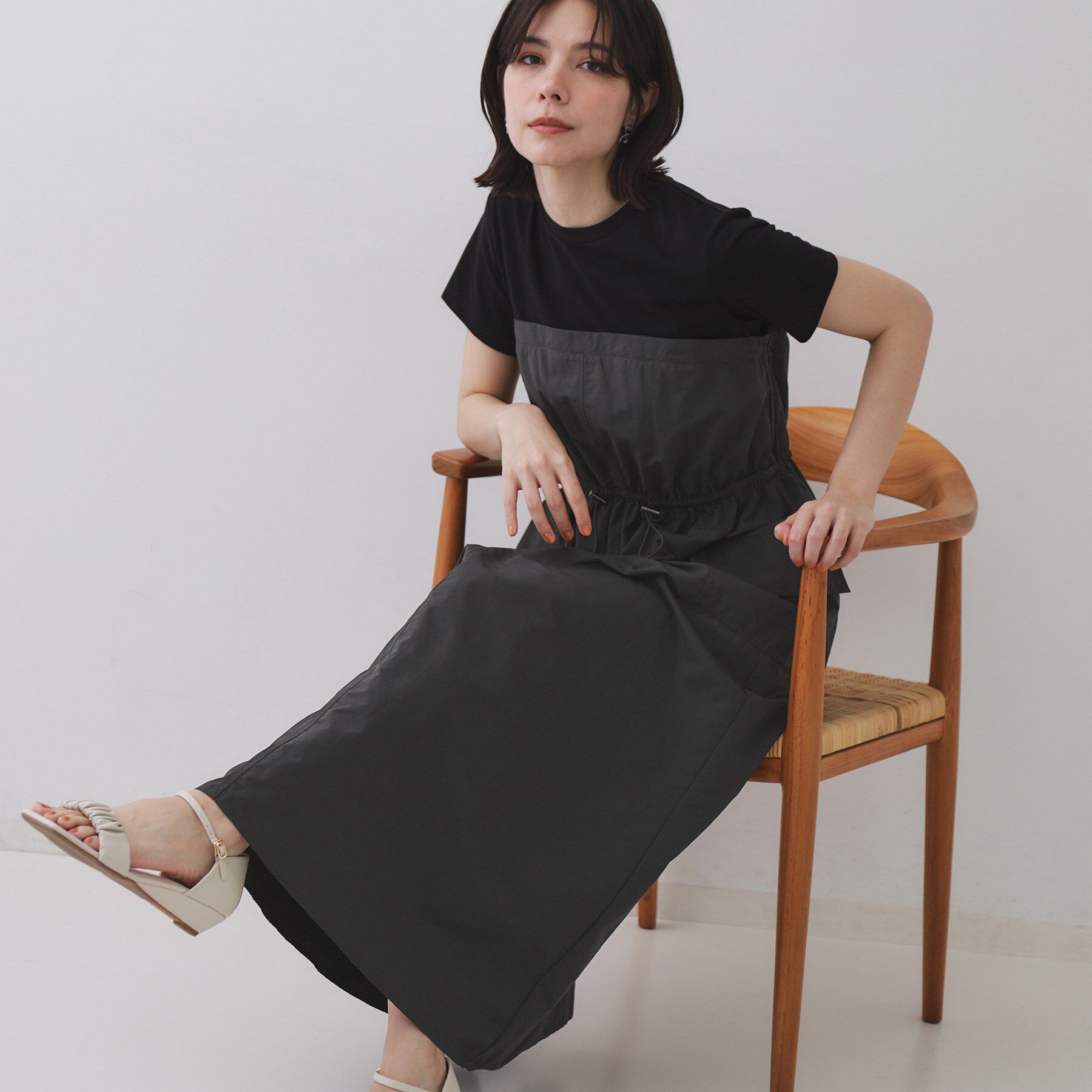 OPAQUE.CLIP「ドッキングワンピース【洗濯機洗い可】」|ワンピース|チャコールグレー(5