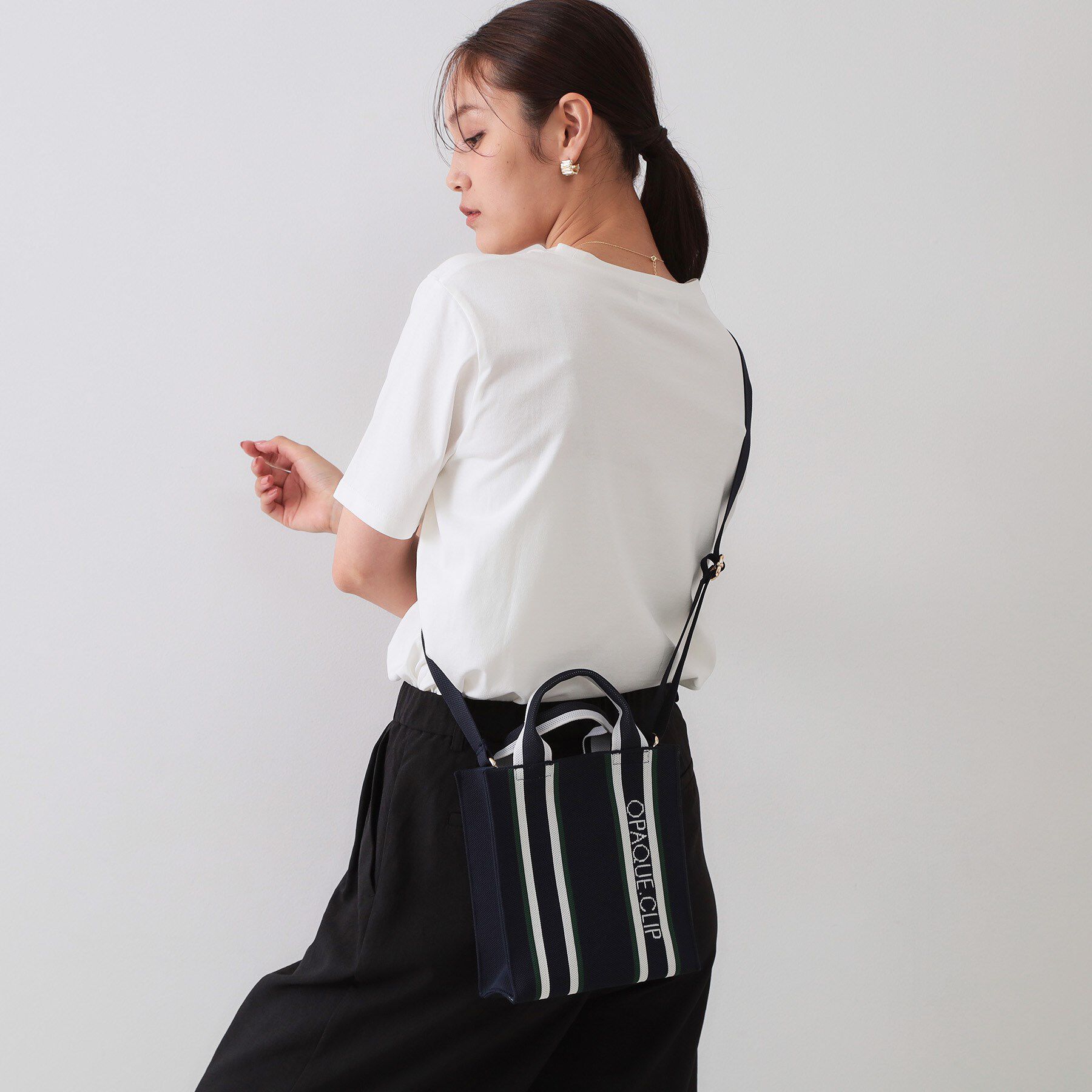 OPAQUE.CLIP「【2WAY】ラインハンドルスクエアニットミニショルダーバッグ」|ショルダー・メッセンジャー|