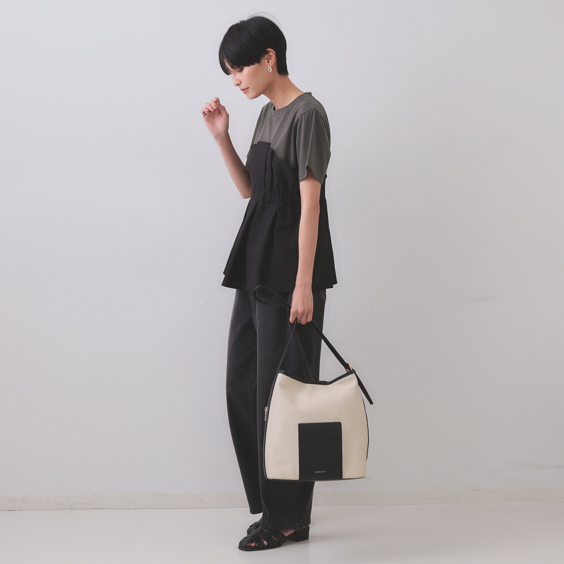 OPAQUE.CLIP「タックビスチェドッキングカットソー【洗濯機洗い可】」|Tシャツ・カットソー|