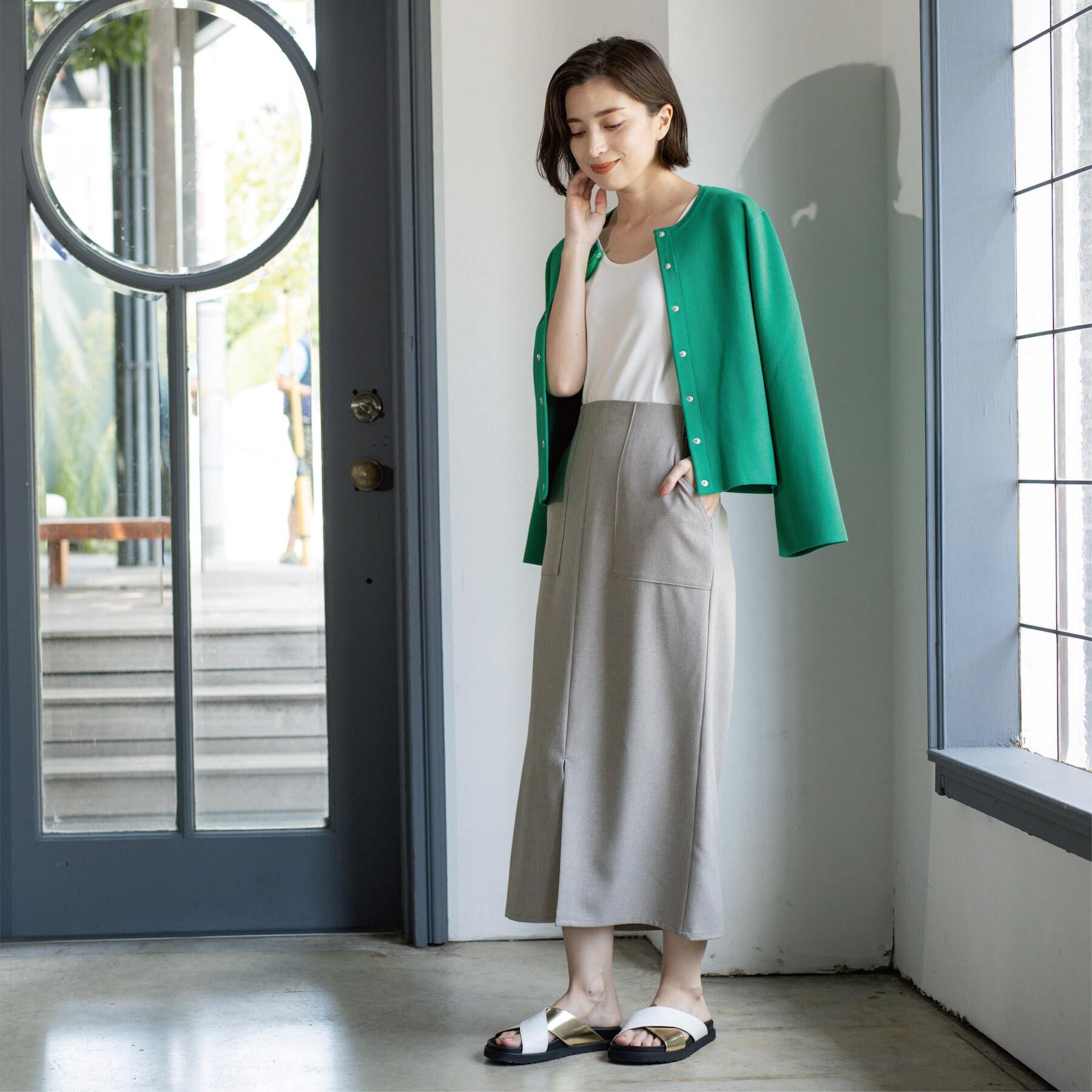 OPAQUE.CLIP「ストレッチダブルポケットタイトスカート【洗える】」|スカート|