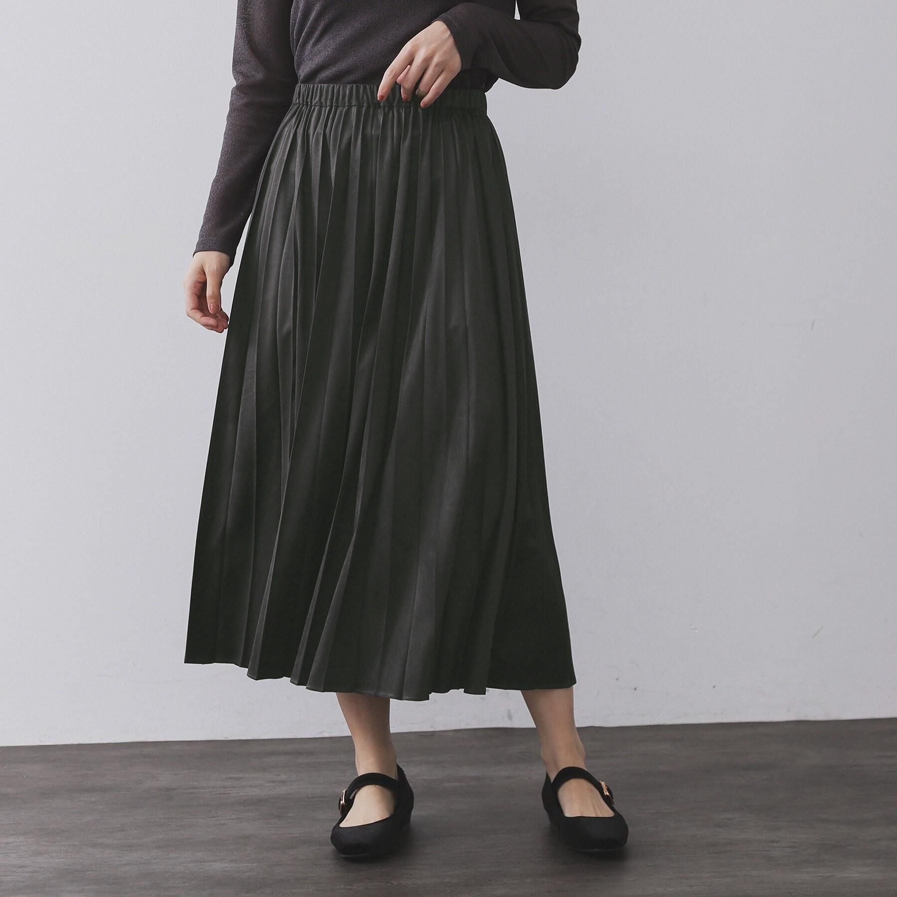 OPAQUE.CLIP「フェイクスウェードプリーツスカート【静電気防止加工/洗濯機OK】」|スカート|