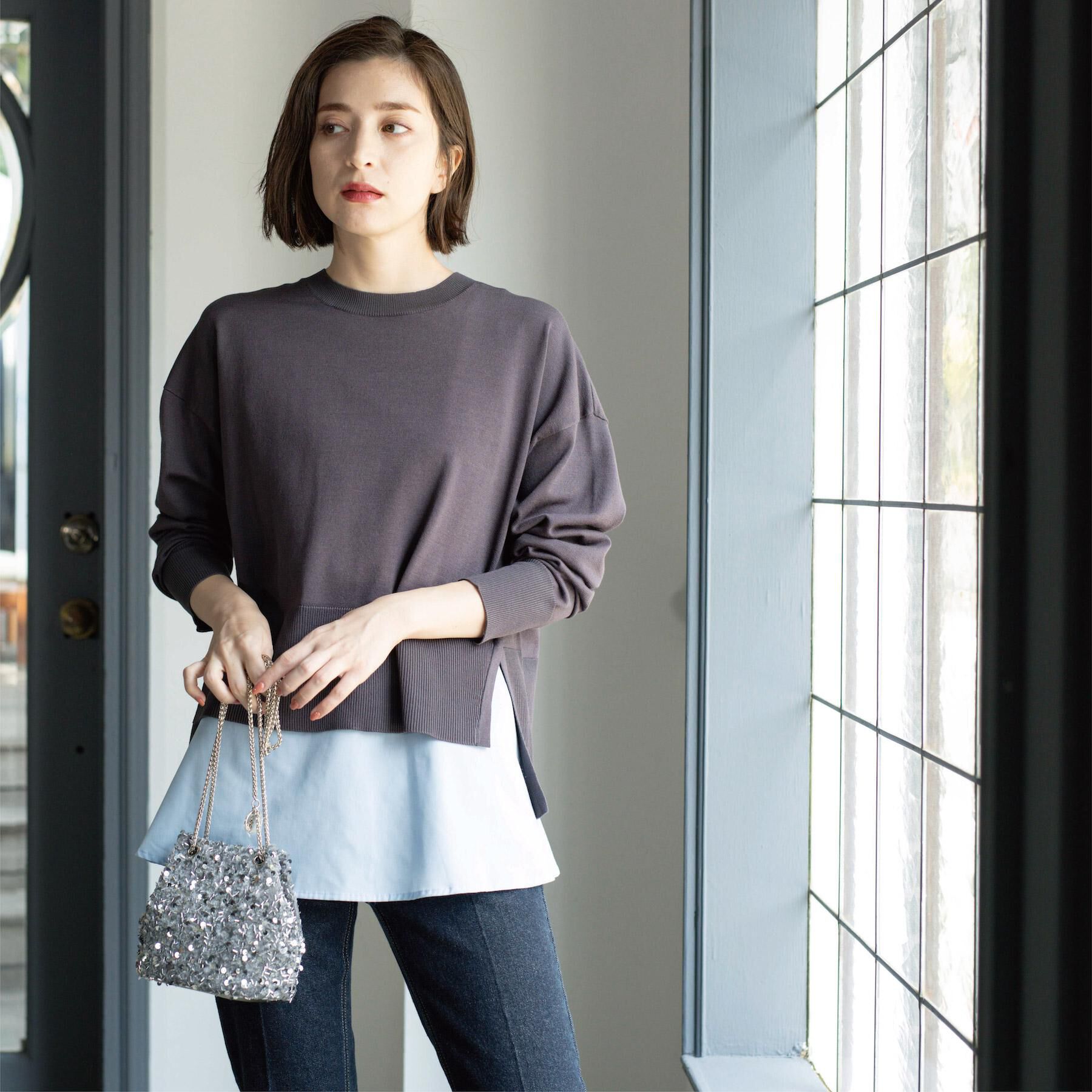 OPAQUE.CLIP「《ツインセット》リラクシーサイドスリットニット&times;ドッキングタンク【洗濯機洗い可】」|その他|