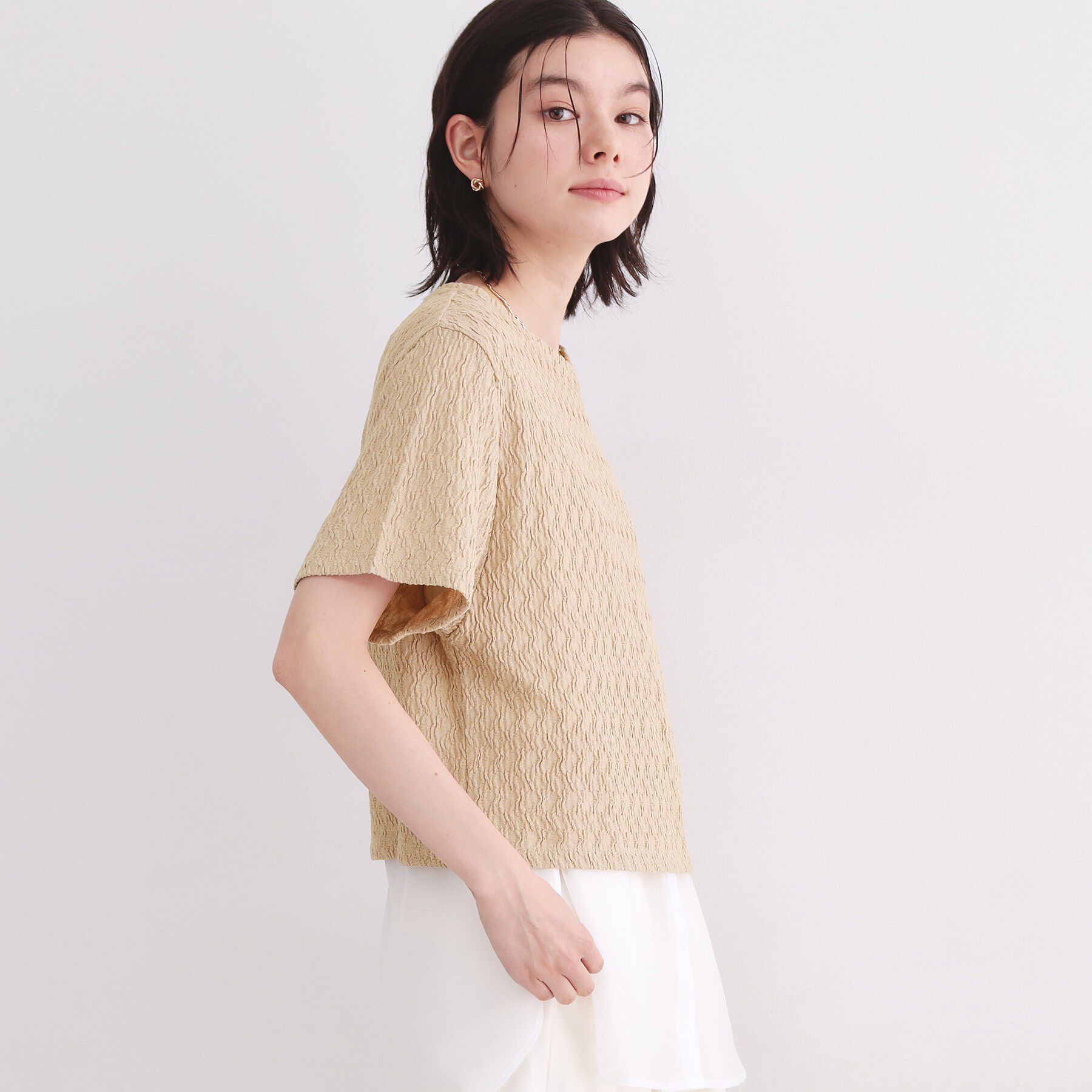 OPAQUE.CLIP「ふくれジャカードトップス【洗濯機洗い可】」|Tシャツ・カットソー|