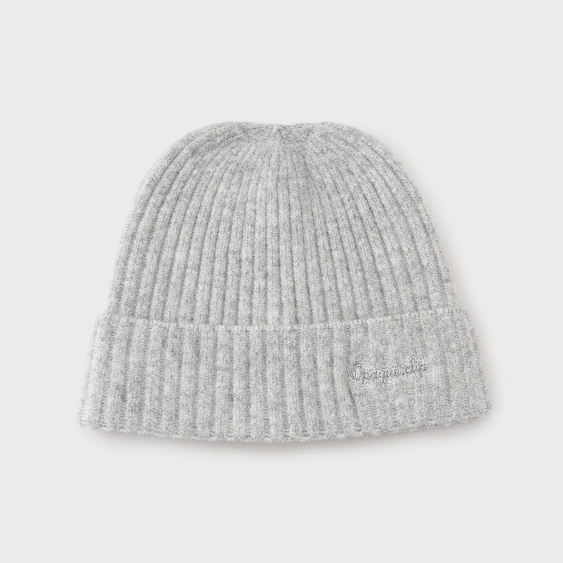 OPAQUE.CLIP「ロゴ入りリブニットワッチ」|ニット帽|グレー(012)