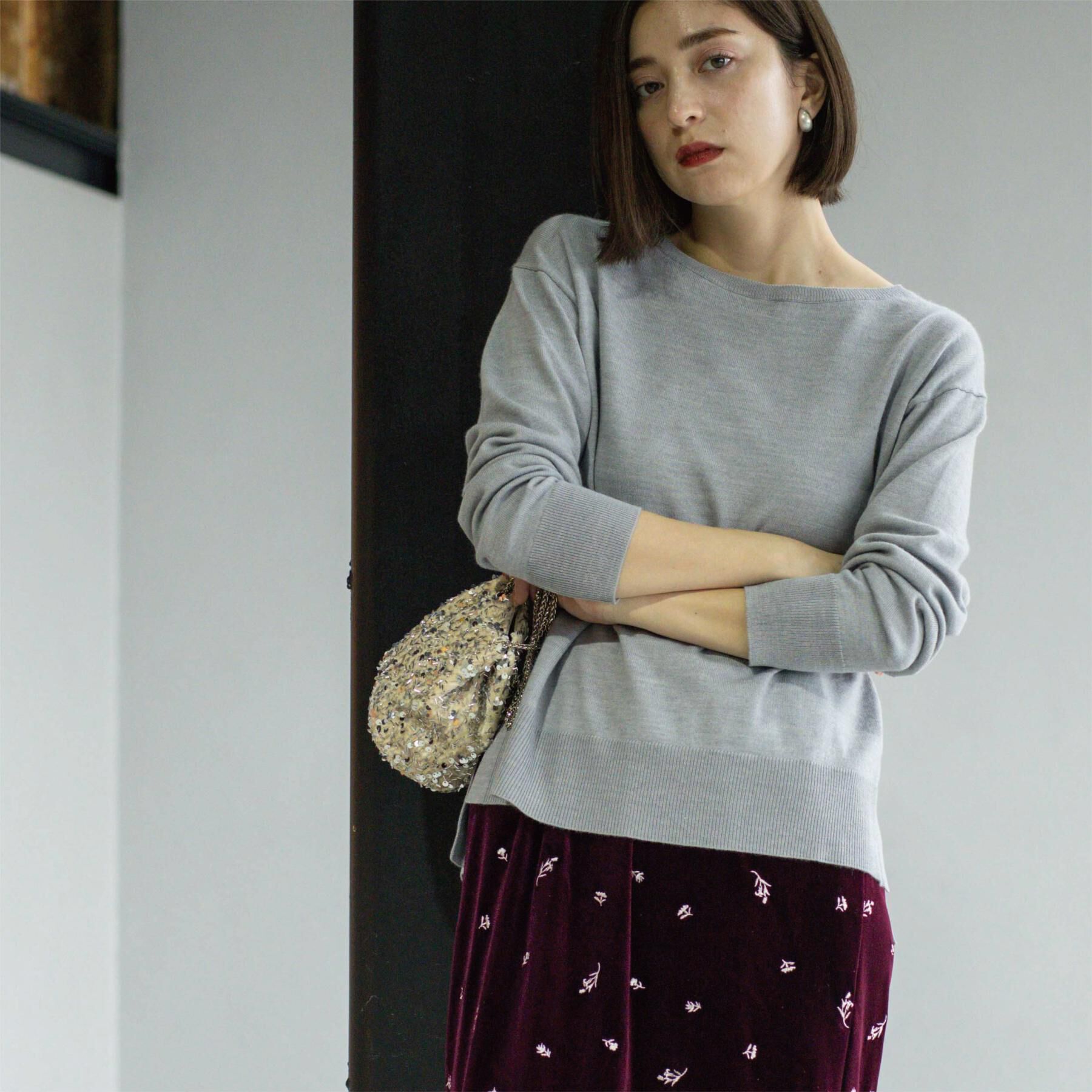 OPAQUE.CLIP「ボートネックニット/エクストラファインメリノウール【THEシリーズ/洗濯機OK】」|ニット・セーター|