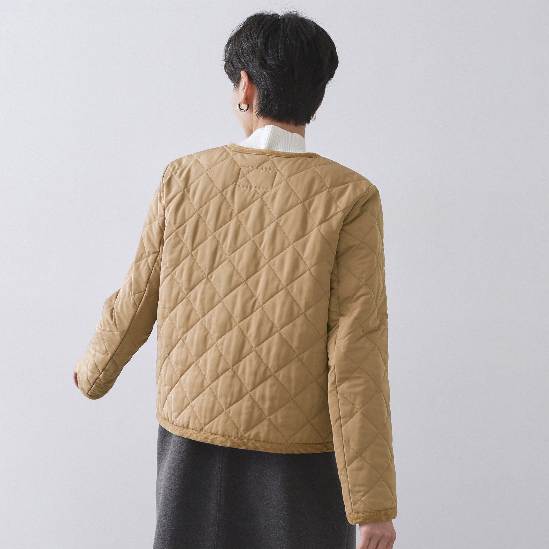 OPAQUE.CLIP「撥水キルティングノーカラージャケット【洗濯機洗い可】」|ノーカラージャケット|