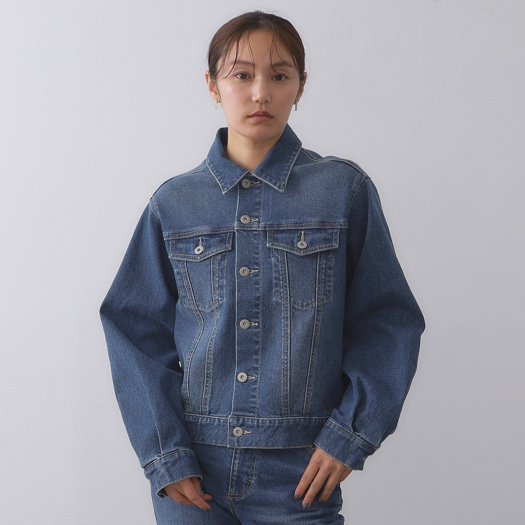 OPAQUE.CLIP「ストレッチデニムジャケット/オーガニックコットン混【洗濯機洗い可】」|デニムジャケット|