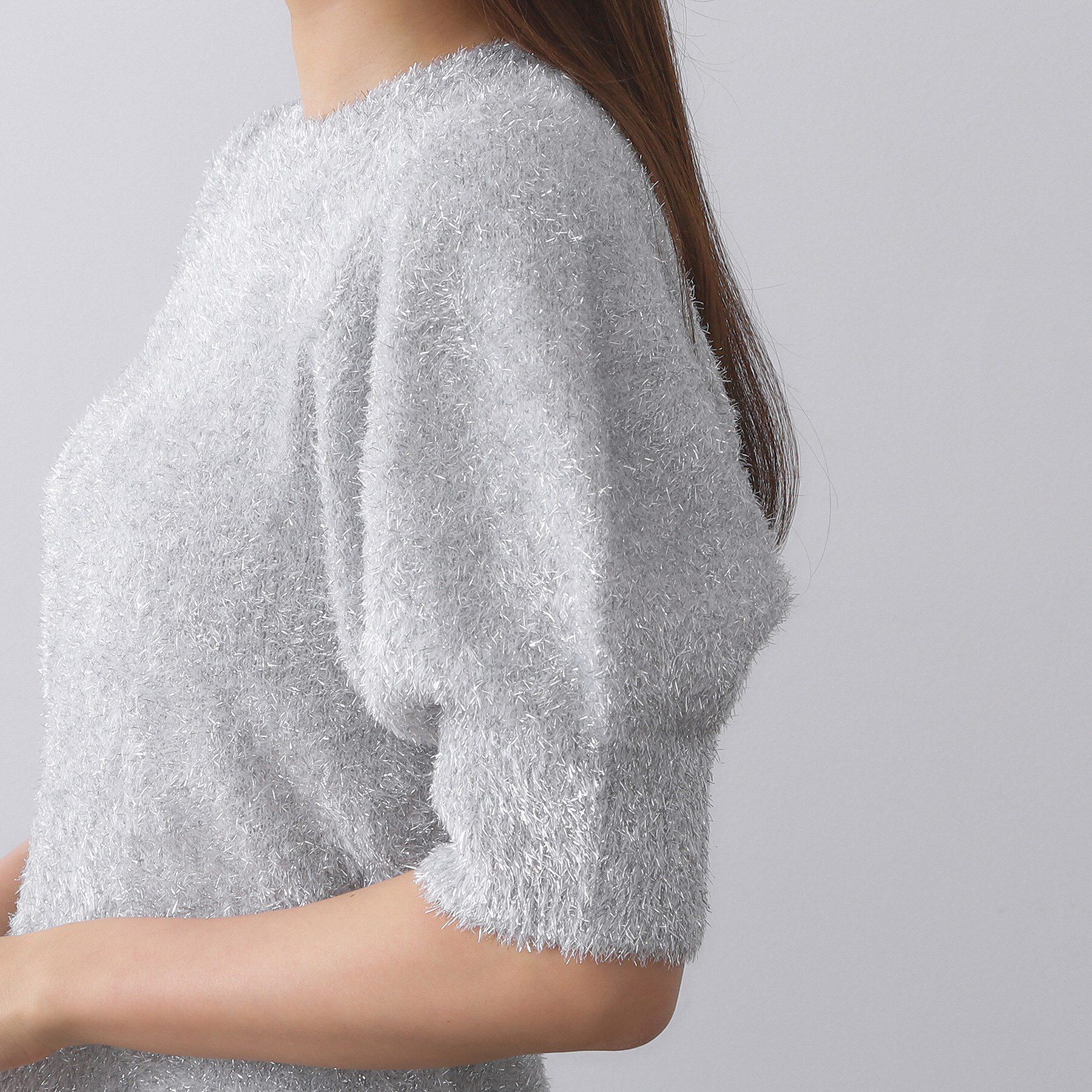 OPAQUE.CLIP「キラキラボリュームスリーブニット【洗濯機洗い可】」|ニット・セーター|