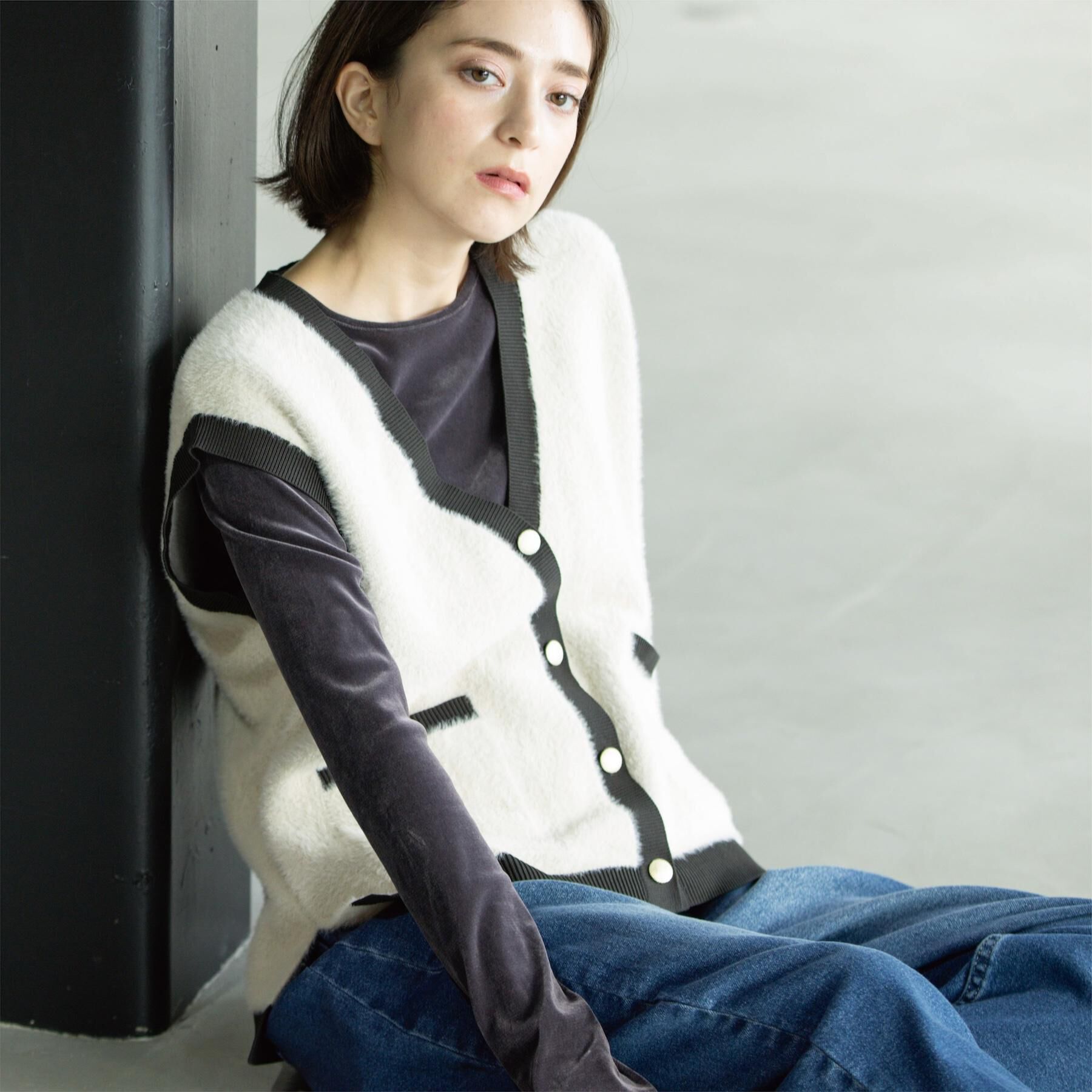 OPAQUE.CLIP「フェザーヤーンニットベスト【洗濯機OK/抗ピル】」|ニット・セーター|