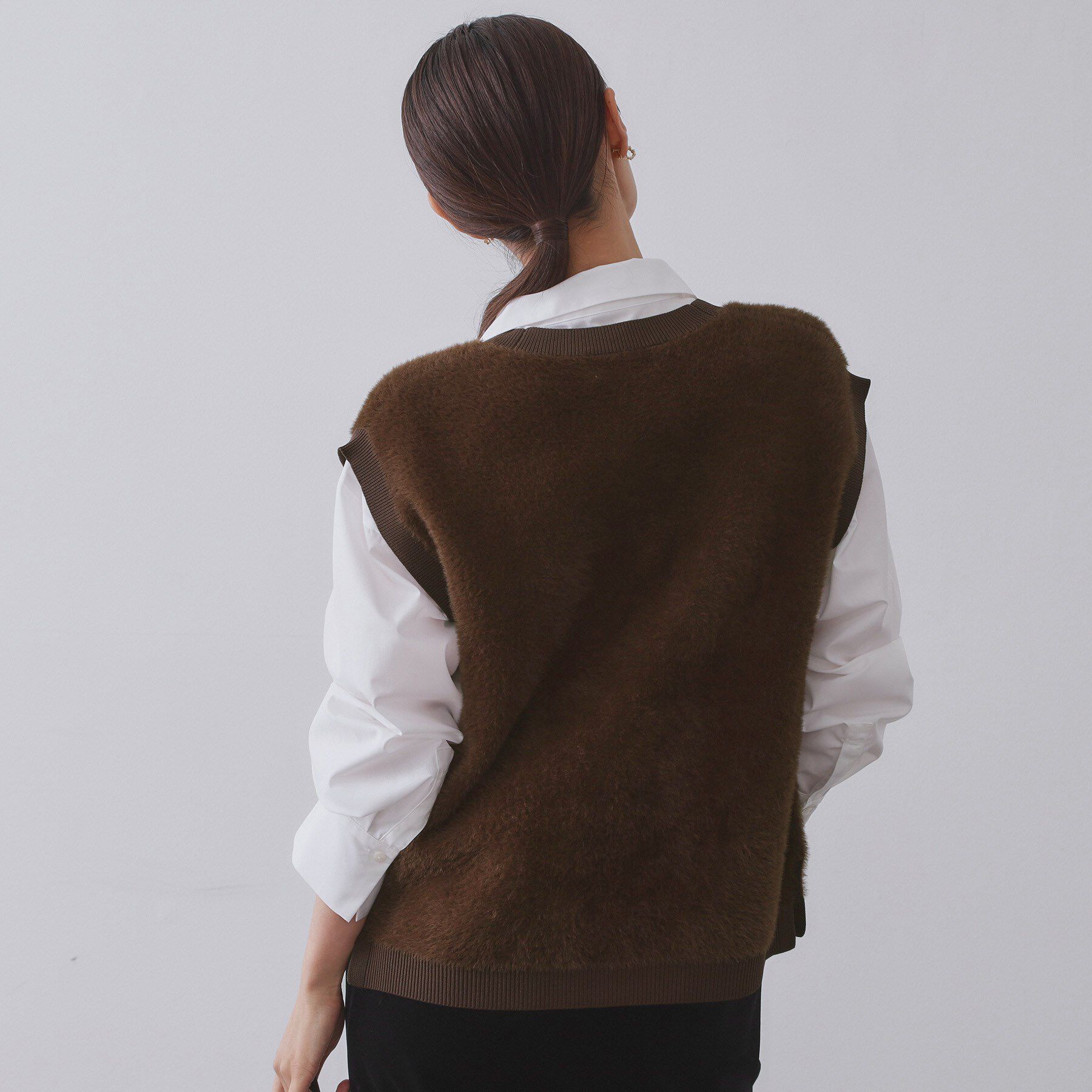 OPAQUE.CLIP「フェザーヤーンニットベスト【洗濯機OK/抗ピル】」|ニット・セーター|