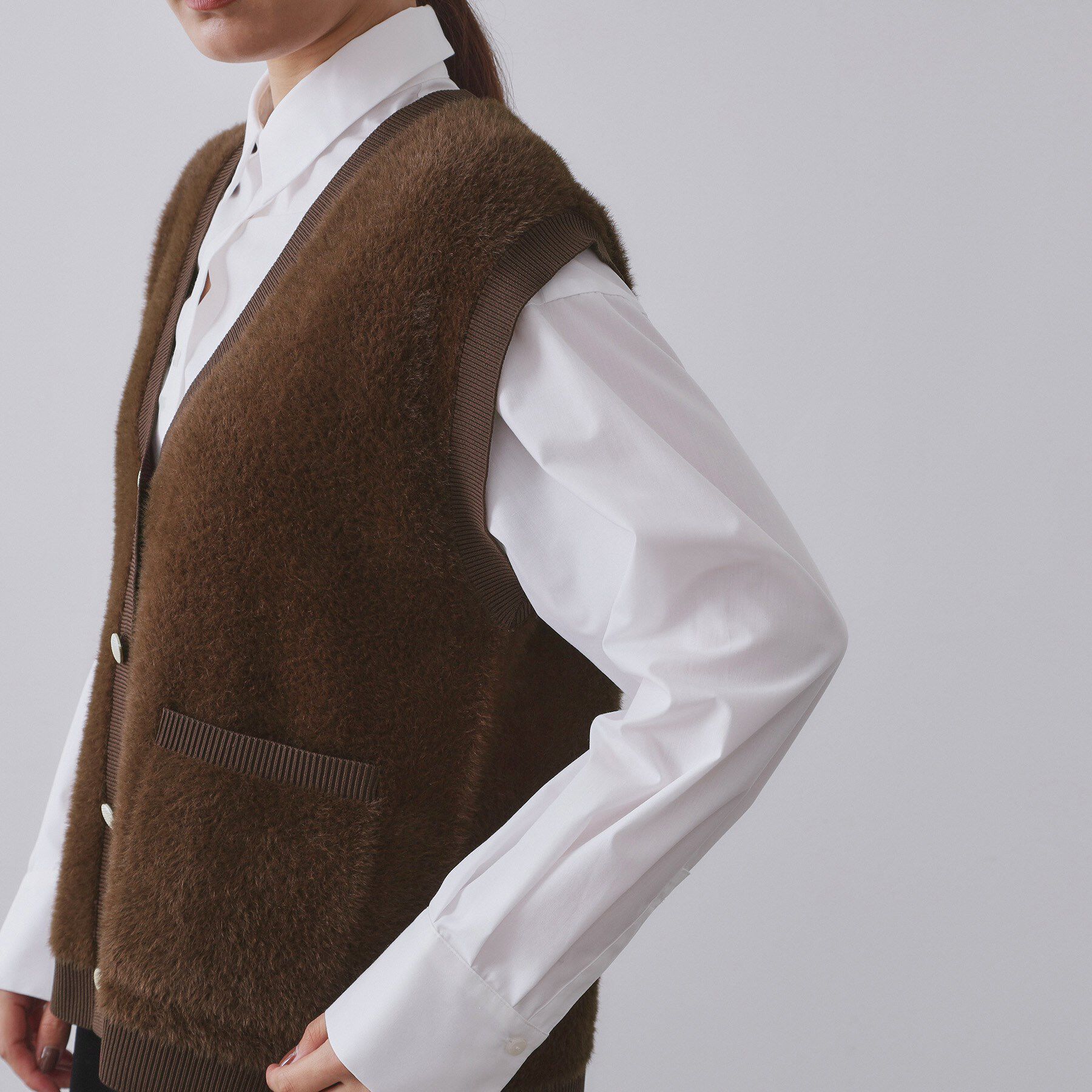 OPAQUE.CLIP「フェザーヤーンニットベスト【洗濯機OK/抗ピル】」|ニット・セーター|