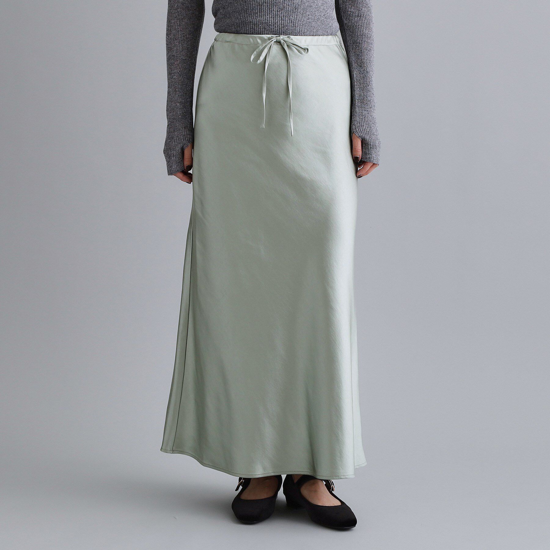 OPAQUE.CLIP「【es】サテンナローイージーロングスカート【洗濯機OK】」|スカート|