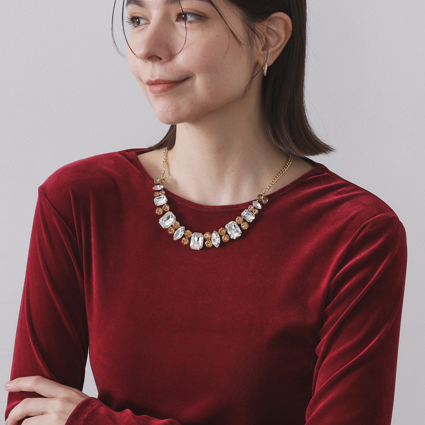 OPAQUE.CLIP「キラキラビジューショートネックレス」|ネックレス|