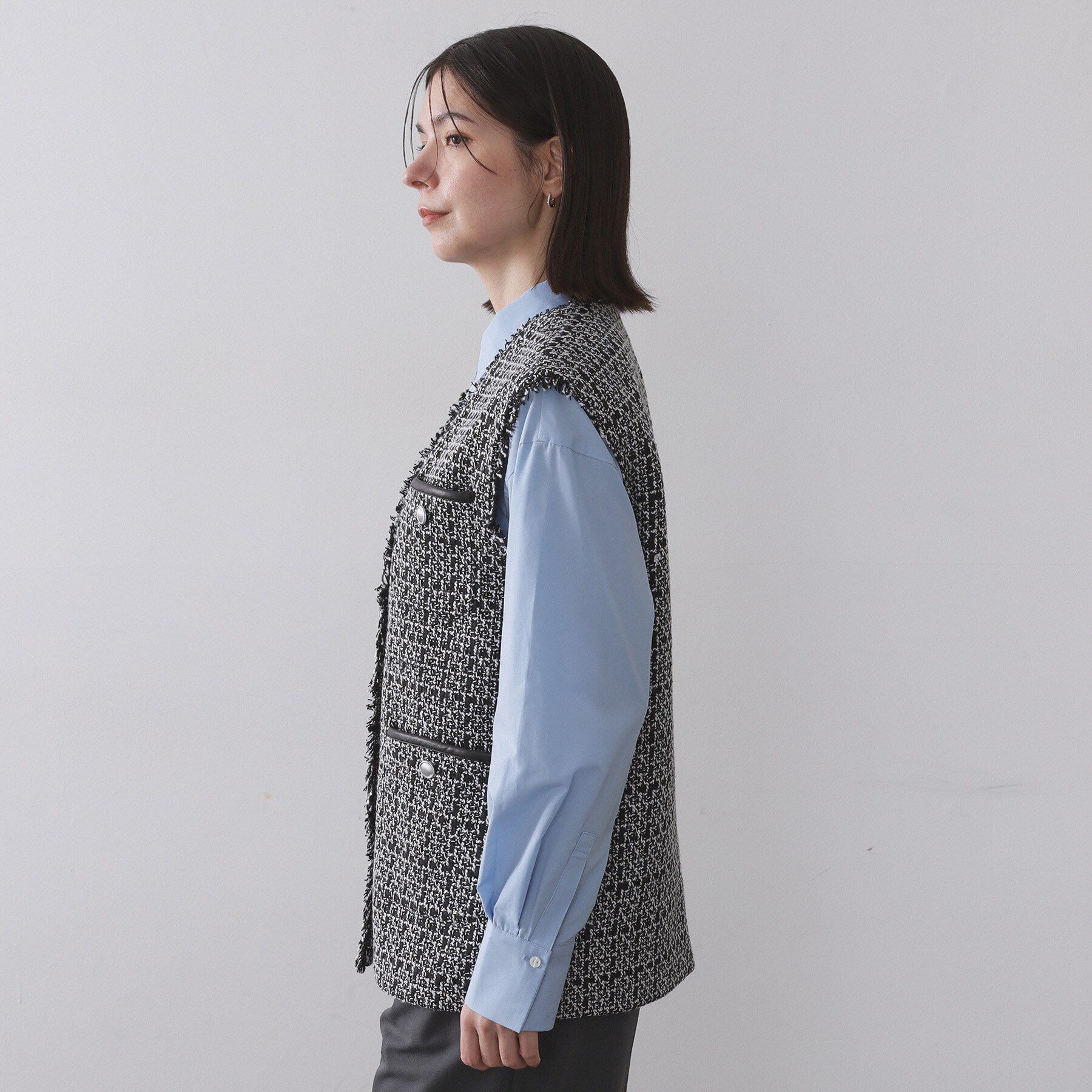 OPAQUE.CLIP「ツイードVネックベスト【洗濯機OK】」|ベスト・ジレ|