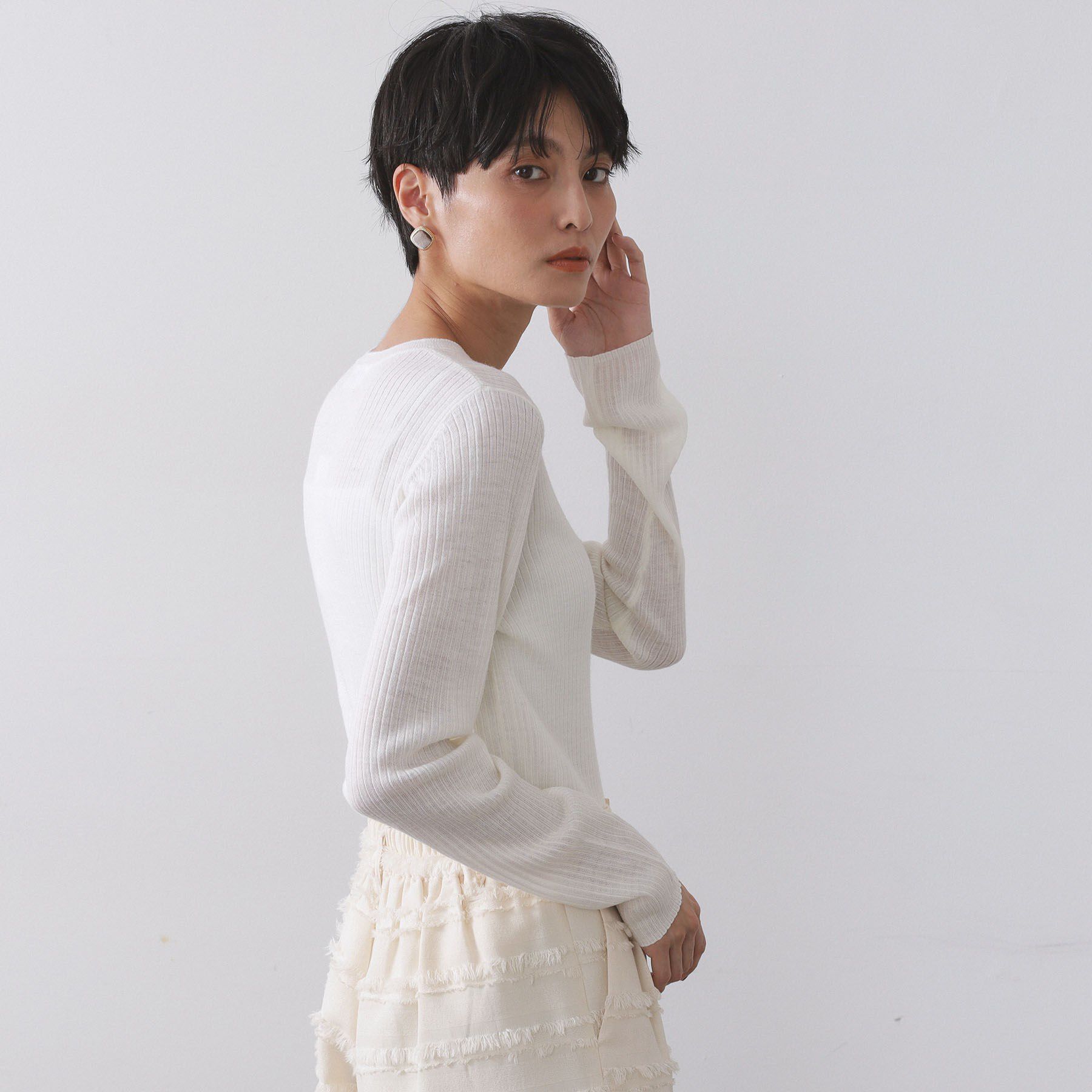 OPAQUE.CLIP「シアーリブニット【洗濯機OK】」|ニット・セーター|