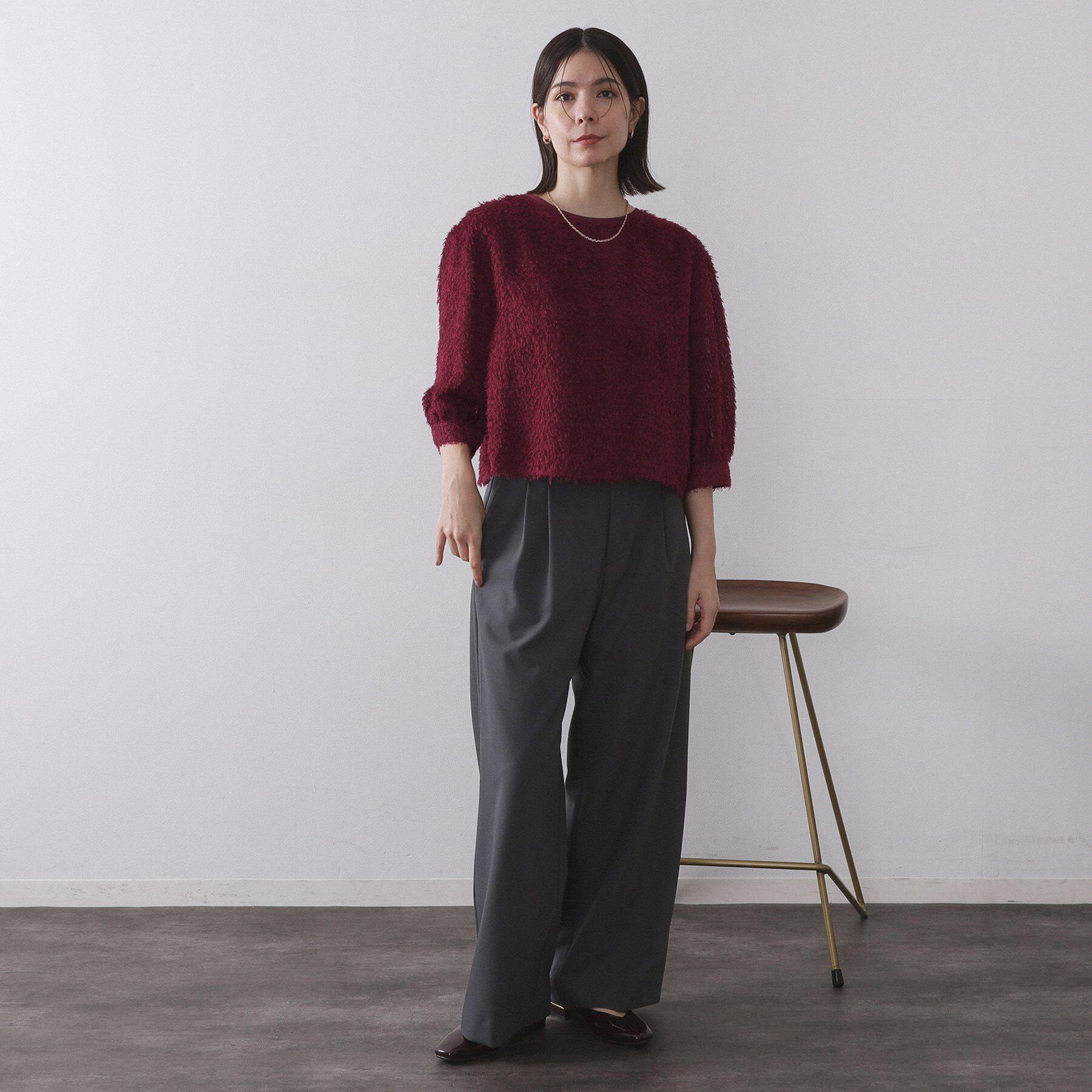 OPAQUE.CLIP「前後2WAY　シアーフリンジジャカードブラウス【洗濯機OK】」|シャツ・ブラウス|