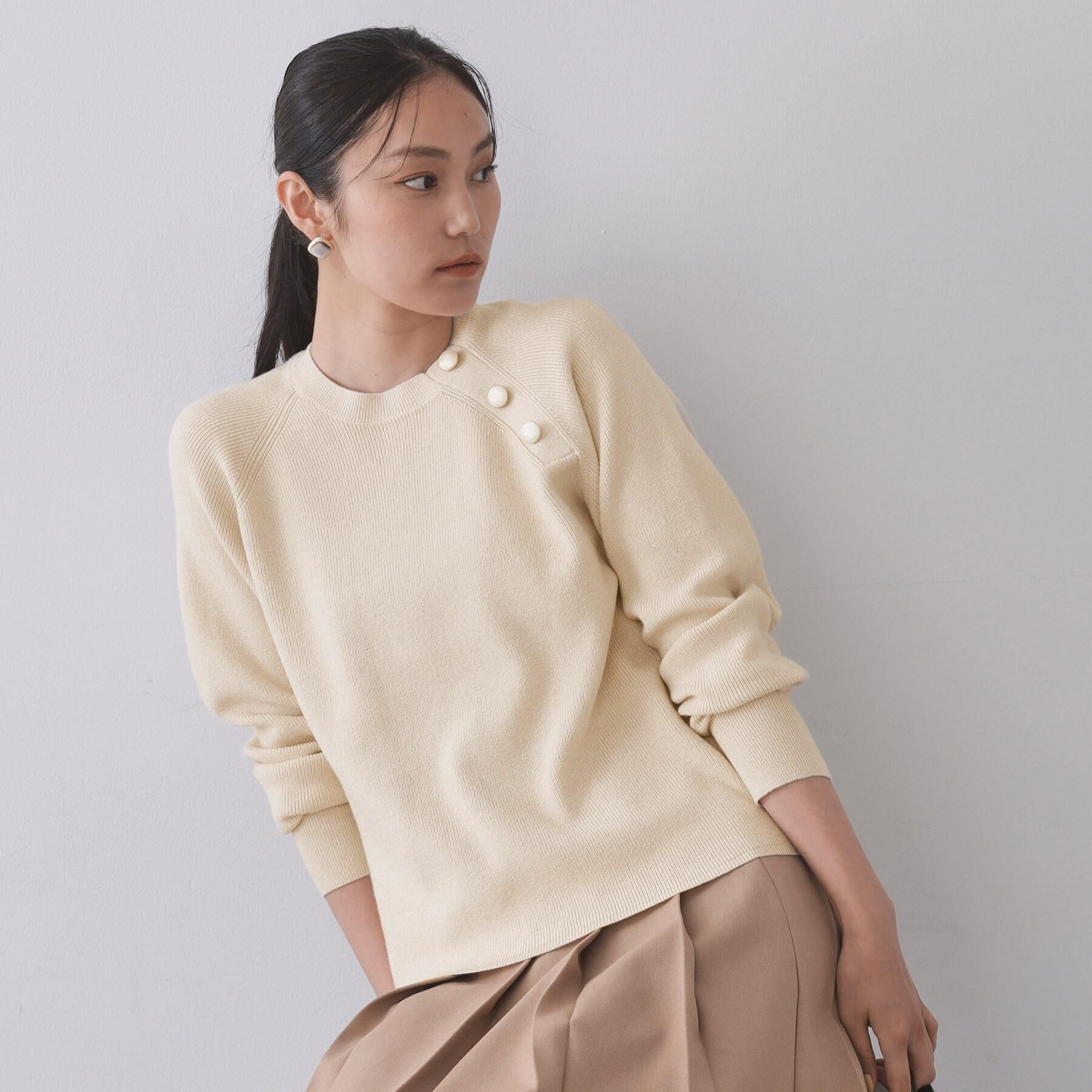 OPAQUE.CLIP「ボタンデザインラメニット【洗濯機OK】」|ニット・セーター|