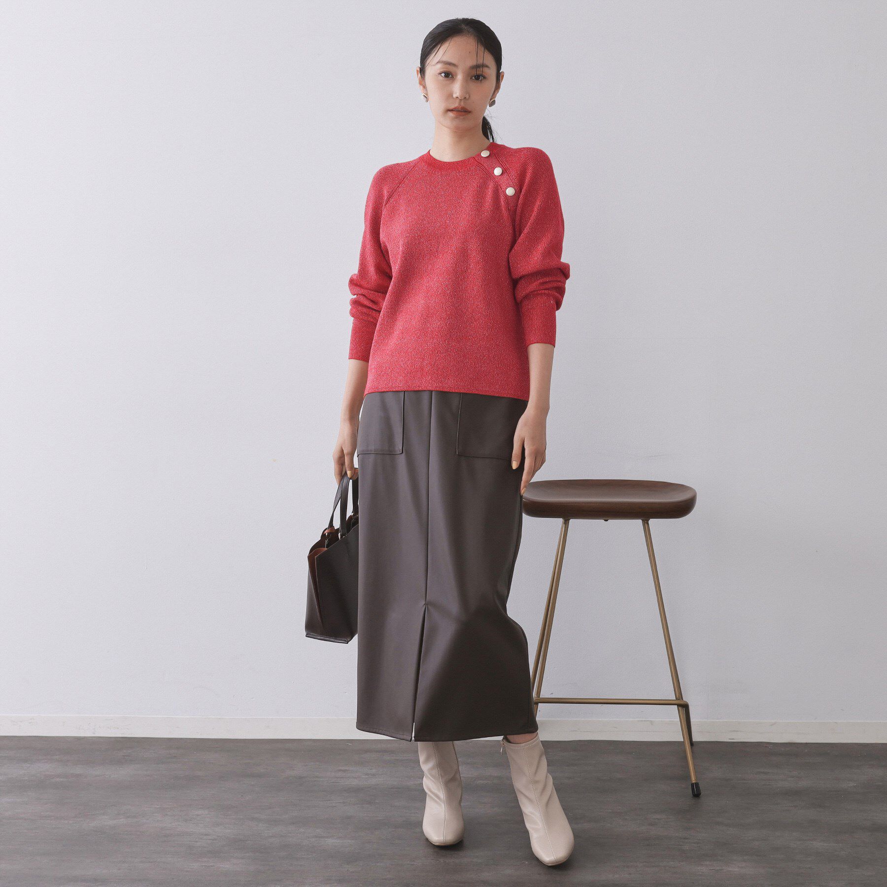 OPAQUE.CLIP「ボタンデザインラメニット【洗濯機OK】」|ニット・セーター|